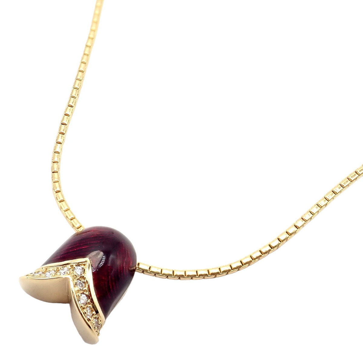Fabergé Jewelry & Watches:Fine Jewelry:Necklaces & Pendants Authentic! Fabrege Diamond Tulip Red Enamel Pendant Necklace