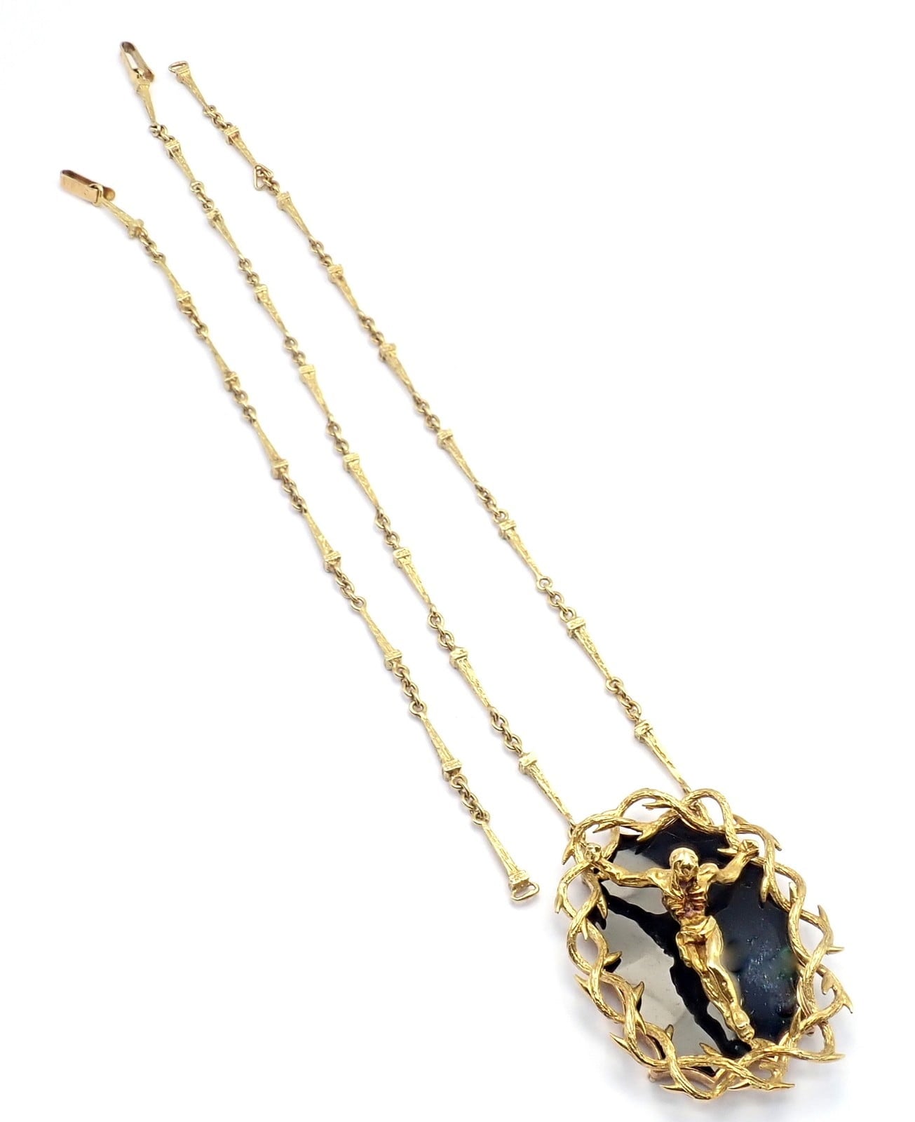 Salvador Dali 18k Gold Black Onyx Christ Saint John Cross Bracelet Necklace Cert | Fortrove