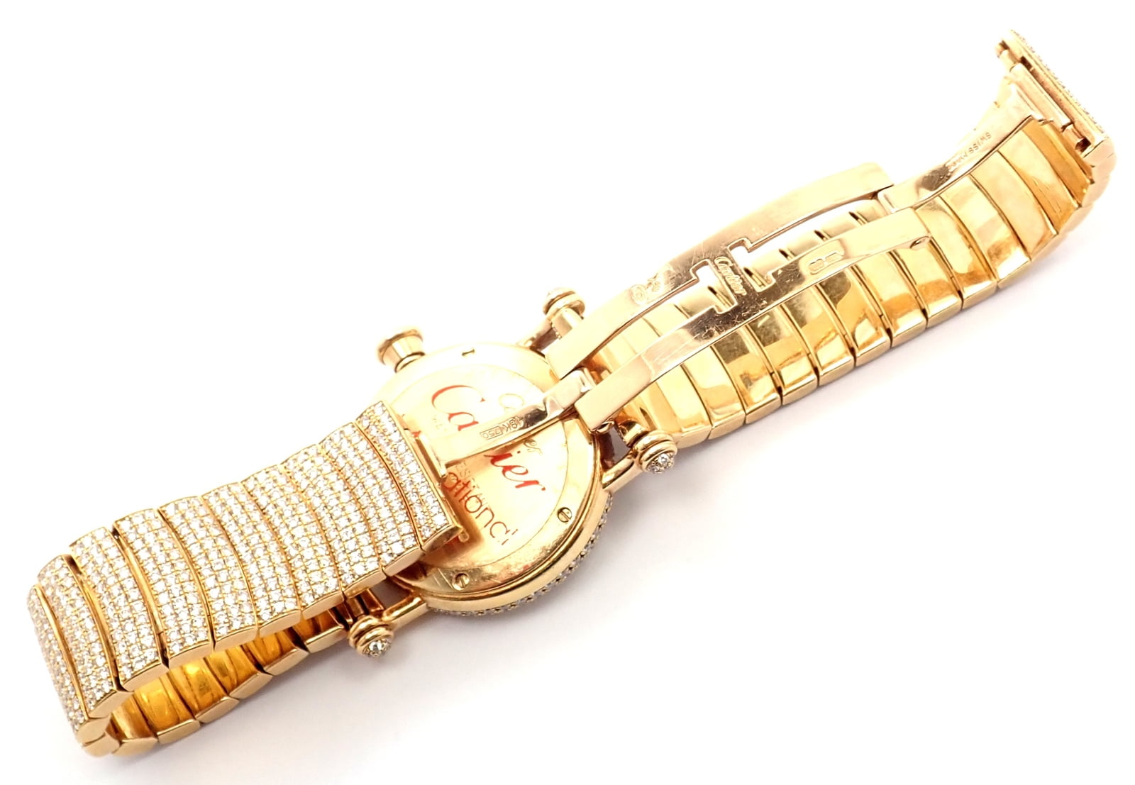 Cartier Jewelry & Watches:Watches, Parts & Accessories:Watches:Wristwatches Authentic! Cartier Diabolo Pave 15ct Diamond 18k Yellow Gold Quartz Watch 1450