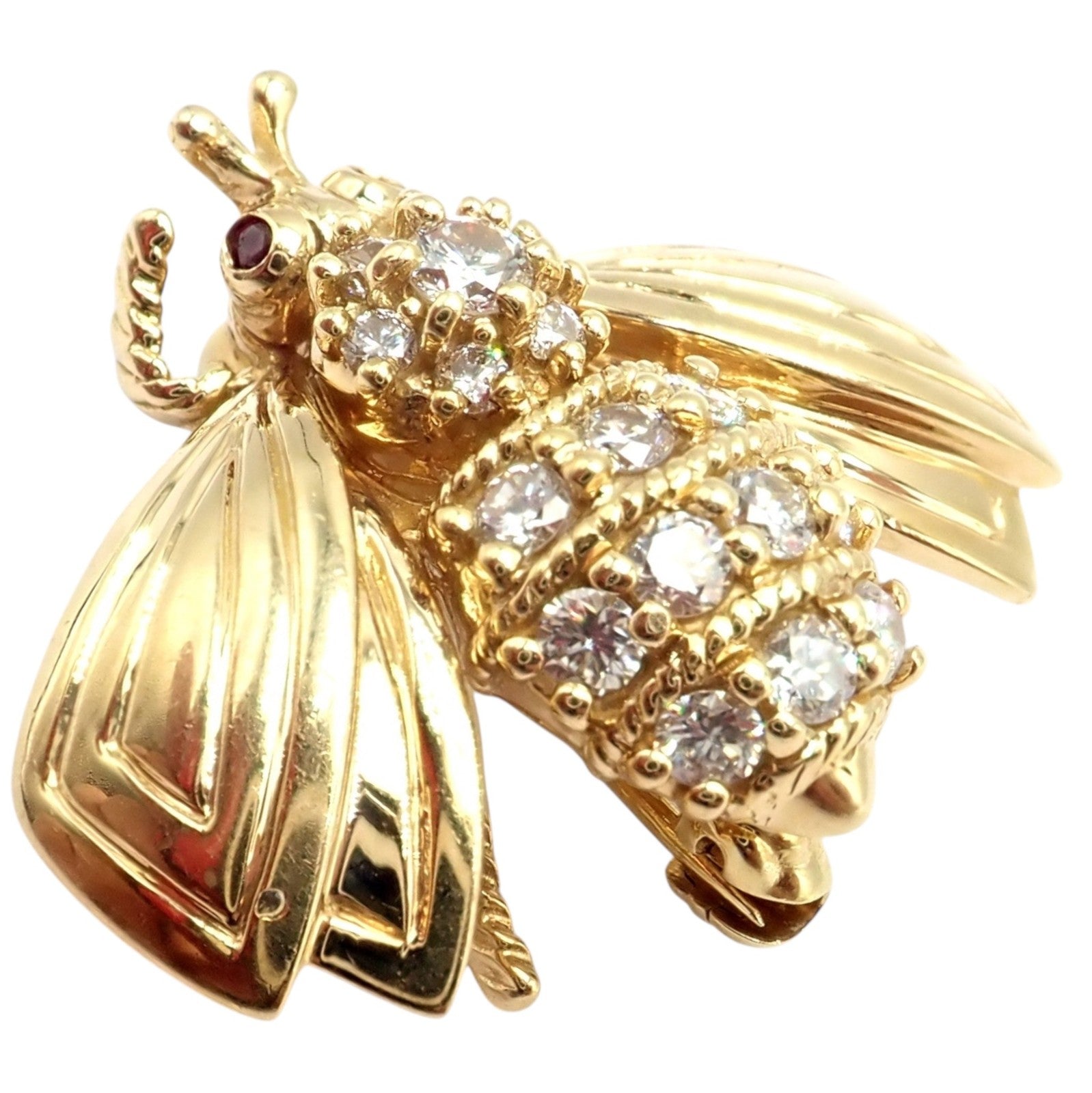 Tiffany & Co. Jewelry & Watches:Fine Jewelry:Brooches & Pins Authentic! Tiffany & Co 18k Yellow Gold Bee Fly Insect Diamond Pin Brooch
