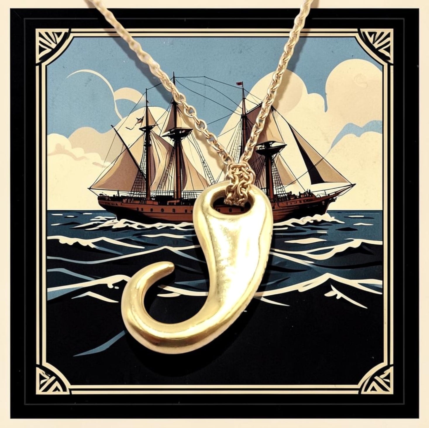 Tiffany & Co. Jewelry & Watches:Fine Jewelry:Necklaces & Pendants Vintage! Tiffany & Co Peretti 18k Gold Fish Hook Nautical Horn Pendant Necklace