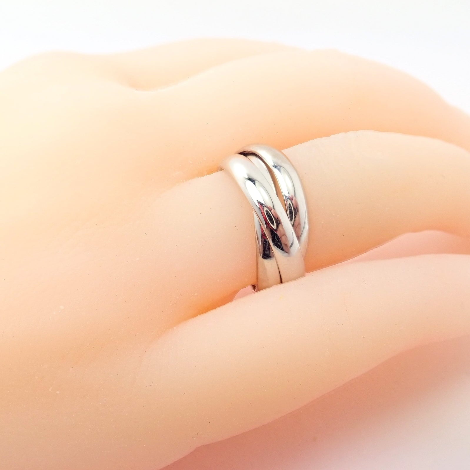 Cartier Jewelry & Watches:Fine Jewelry:Rings Authentic! Cartier 18k White Gold Trinity Band Ring Size 53 US 6.25
