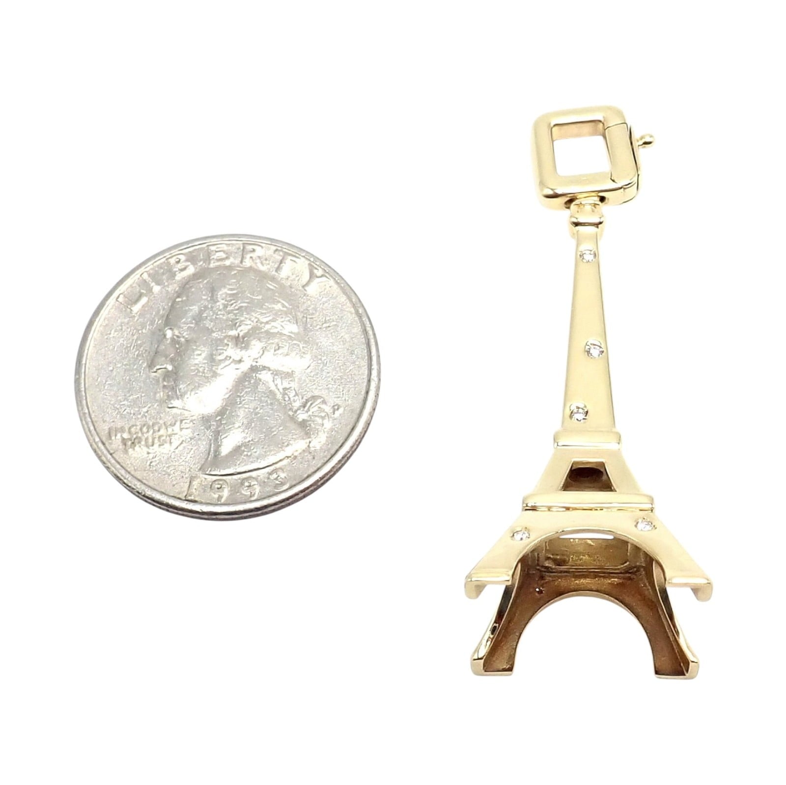 Louis Vuitton Jewelry & Watches:Fine Jewelry:Necklaces & Pendants Vintage Louis Vuitton 18k Yellow Gold Large Eiffel Tower Diamond Charm Pendant