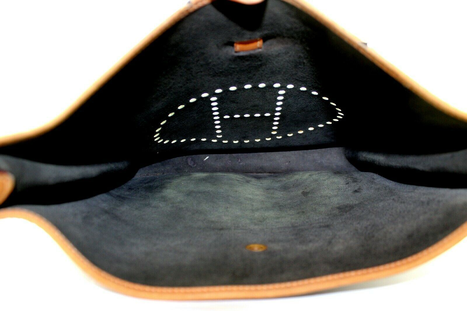 Hermes Clothing, Shoes & Accessories:Women:Women's Bags & Handbags Authentic! Hermes Evelyne Black + Brown Trim Leather GM Handbag Purse