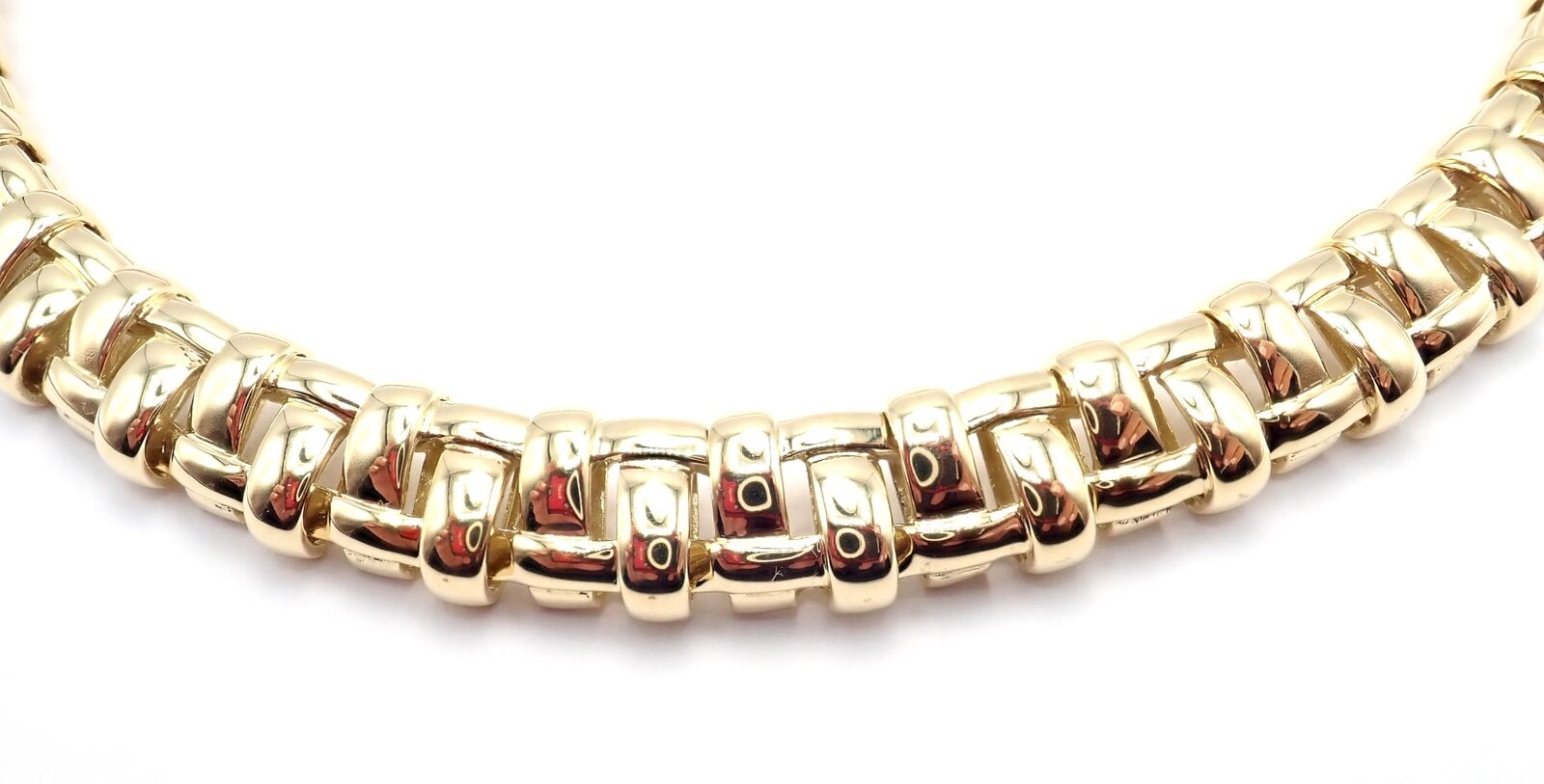 Authentic! Tiffany & Co Vannerie 18k Yellow Gold Basket Weave Necklace 2002 | Fortrove