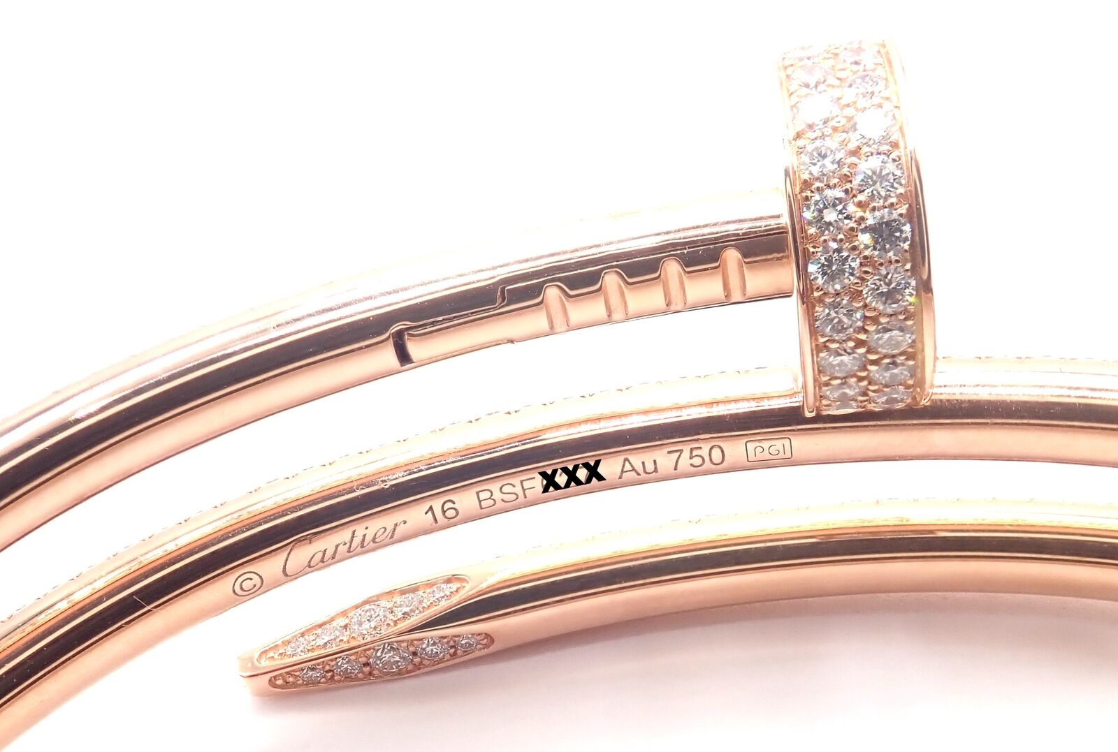 Cartier Juste un Clou Nail 18k Rose Gold Diamond Bangle Bracelet Size 16 Paper | Fortrove