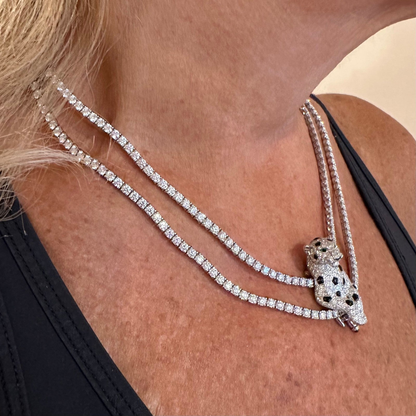 Panthere de Cartier Panther 18k Gold Multi-Wear Paved Diamond Necklace Paper Box | Fortrove