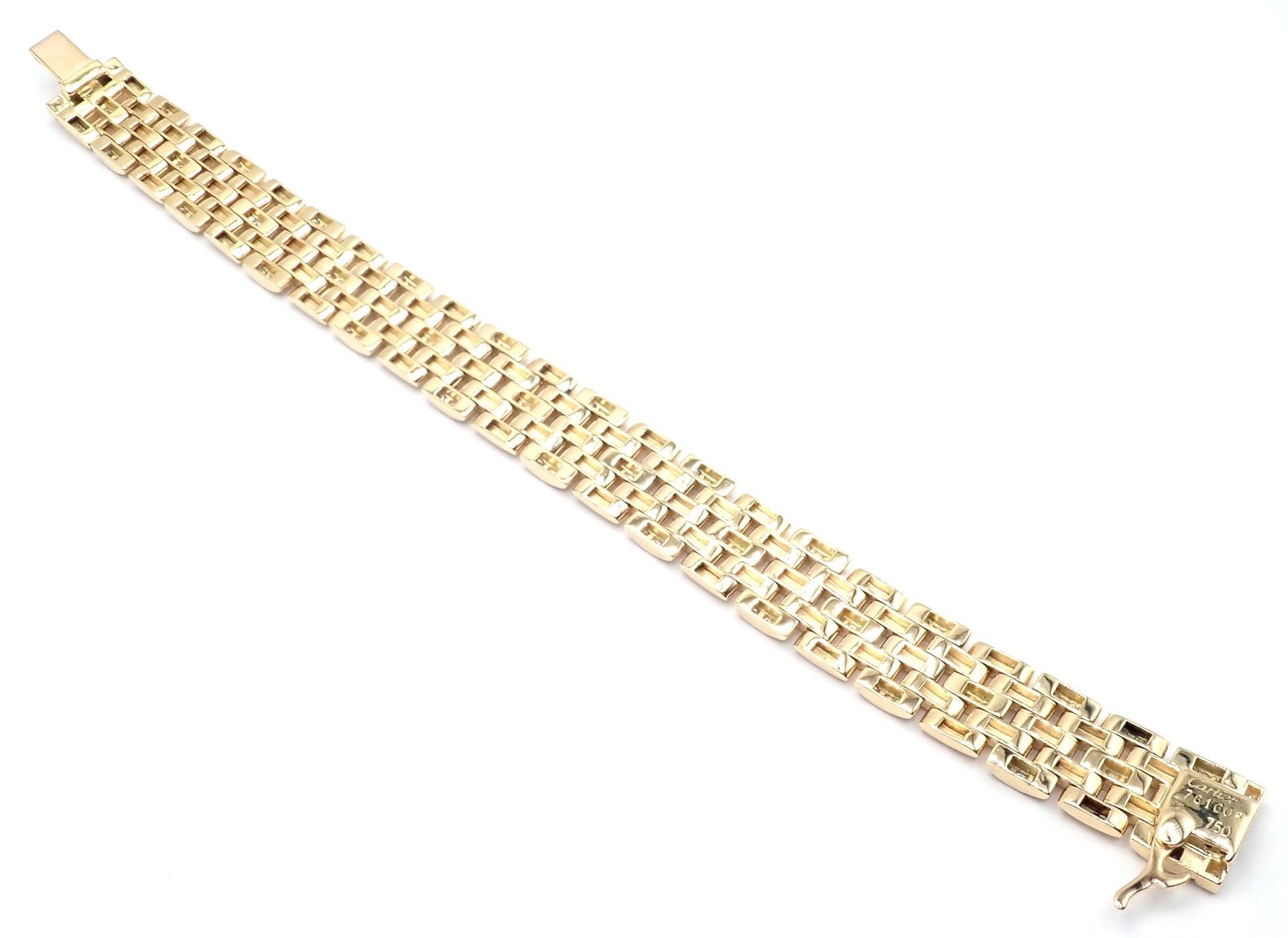 Authentic Cartier Maillon Panthere 18K Gold Diamond Five Row Link Gold Bracelet | Fortrove