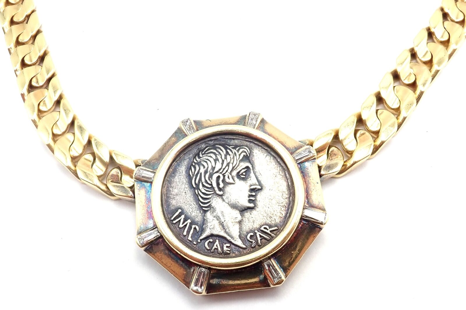 Rare! Bvlgari Bulgari 18k Yellow Gold Diamond Monete Antique Coin Link Necklace | Fortrove