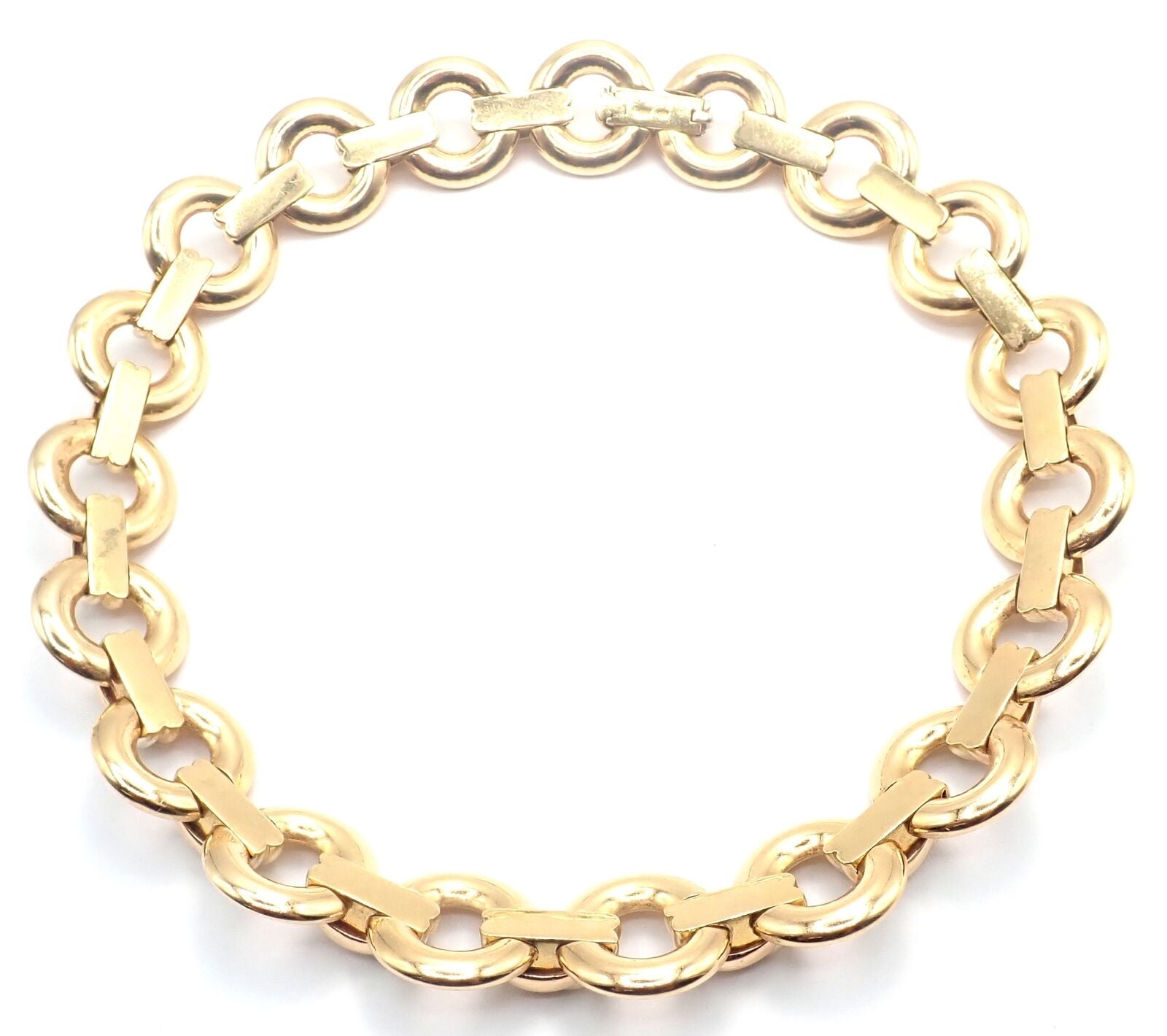 Authentic! Vintage Cartier Trinity 18k Multi Color Gold Round Link Necklace 1996 | Fortrove