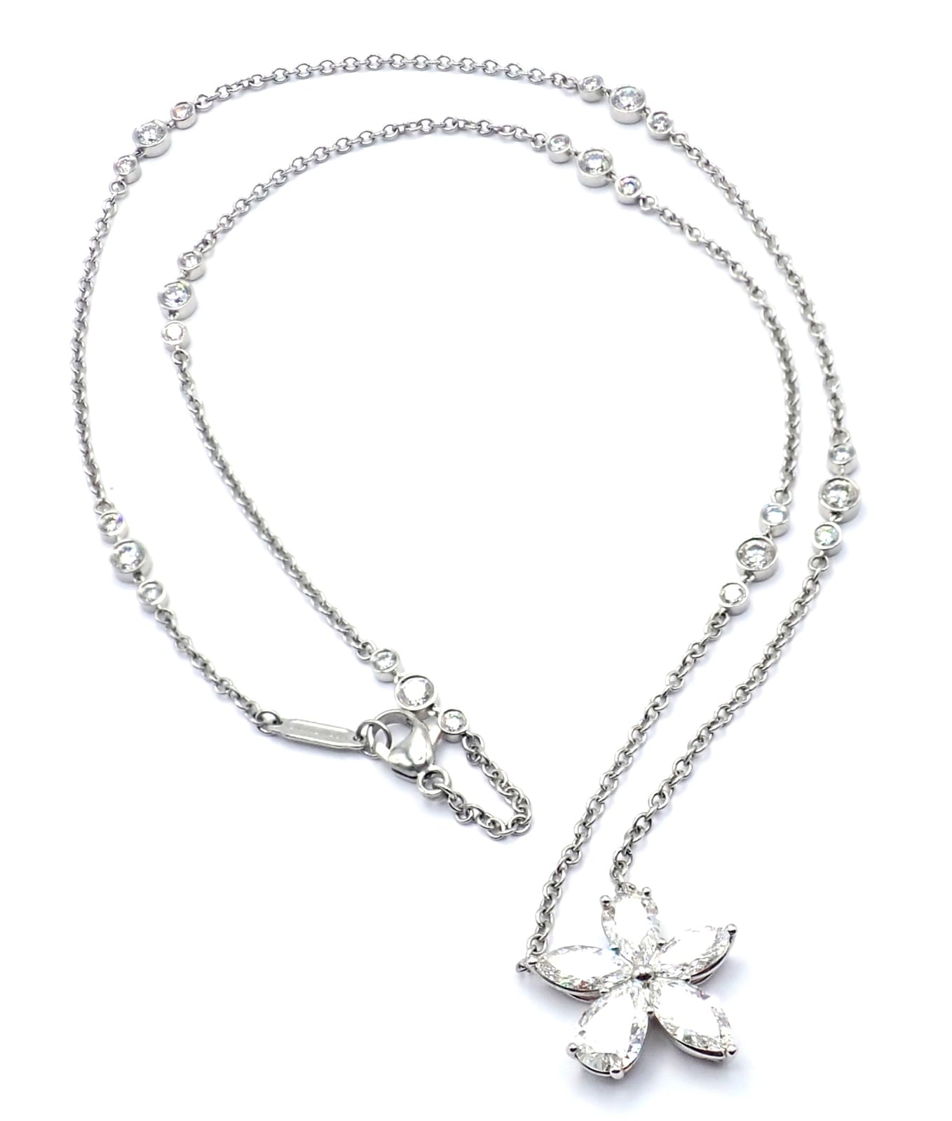 Tiffany & Co. Jewelry & Watches:Fine Jewelry:Necklaces & Pendants Authentic! Tiffany & Co Victoria Platinum Diamond Mixed Cluster Pendant Necklace
