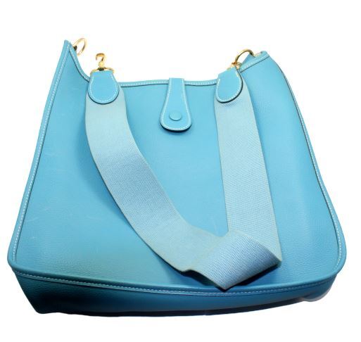Hermes Clothing, Shoes & Accessories:Women:Women's Bags & Handbags Authentic! Hermes Evelyne Blue Jean Clemence Leather GM Handbag Purse