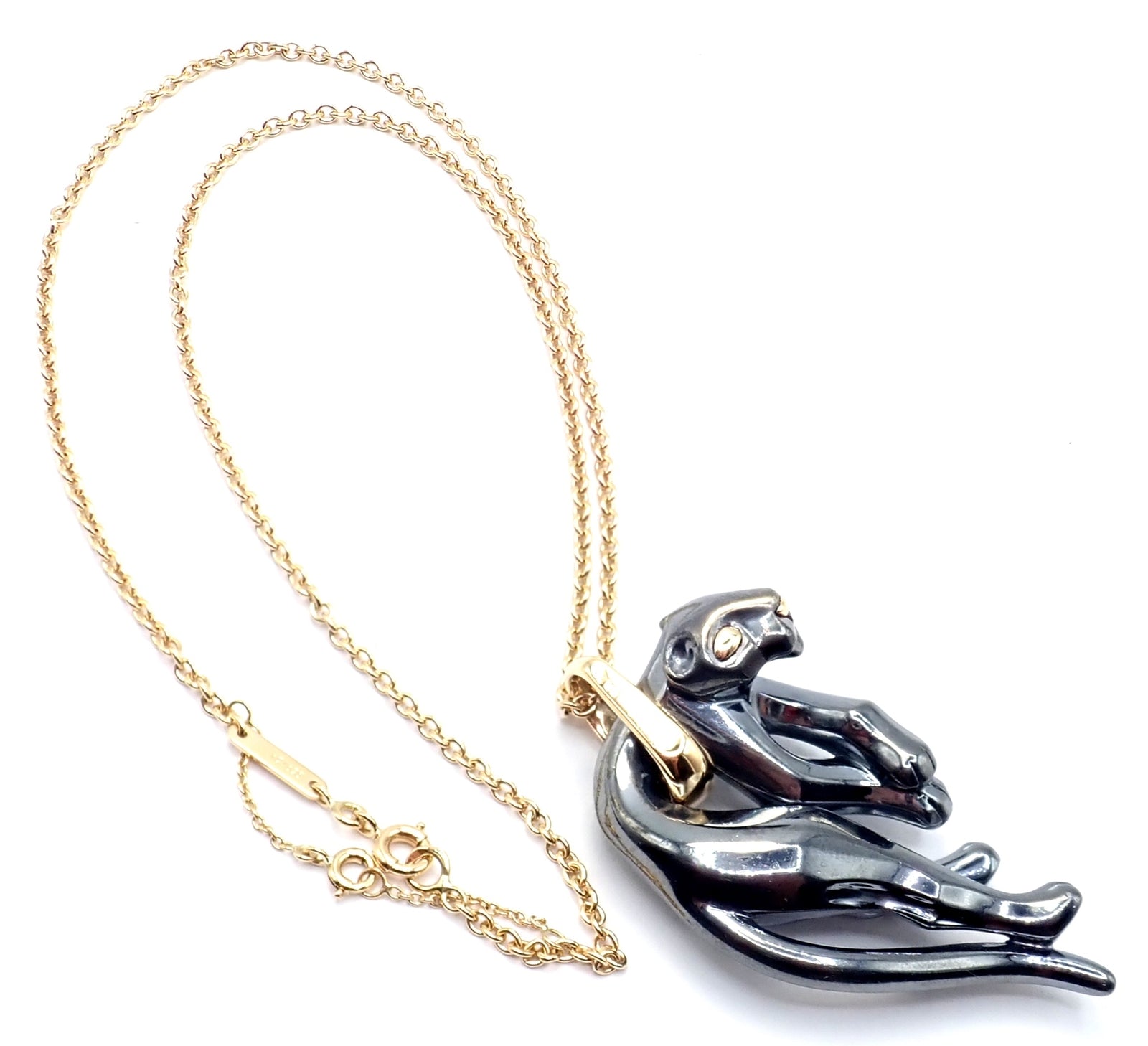 Authentic Panthere de Cartier Panther 18k Yellow Gold & Silverium Necklace Paper | Fortrove