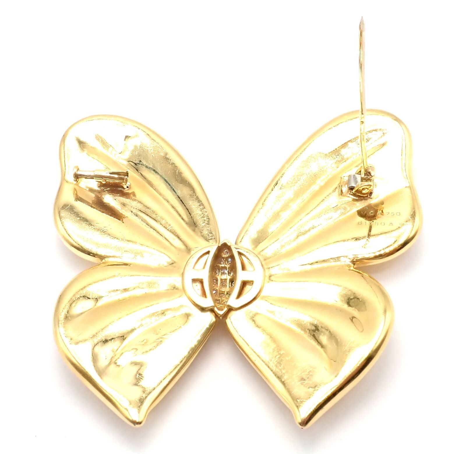 Authentic! Van Cleef & Arpels 18k Yellow Gold Extra Large Butterfly Pin Brooch | Fortrove