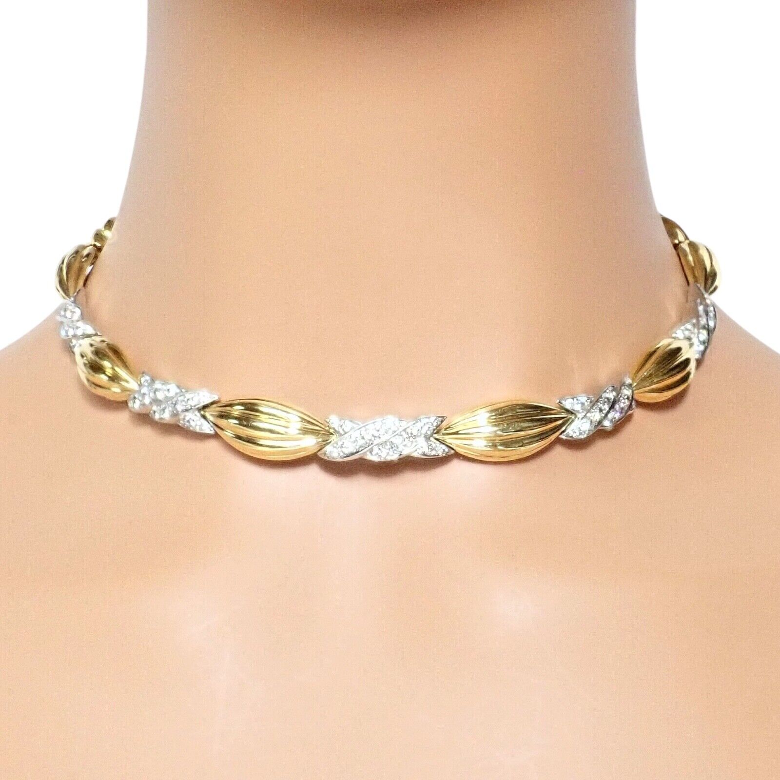 Authentic! Tiffany & Co 18k Yellow + White Gold 4ct Diamond Candy Necklace | Fortrove