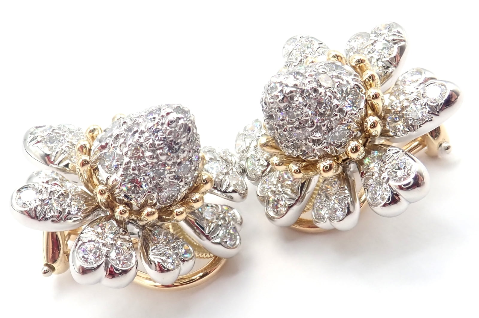 Jean Schlumberger for Tiffany & Co. Jewelry & Watches:Fine Jewelry:Earrings Tiffany & Co Schlumberger Cones And Petals 18k Gold Platinum Diamond Earrings