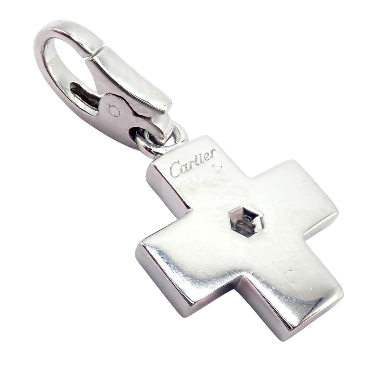 Cartier Jewelry & Watches:Fine Jewelry:Necklaces & Pendants Authentic! Cartier 18k White Gold Diamond Small Cross Charm Pendant