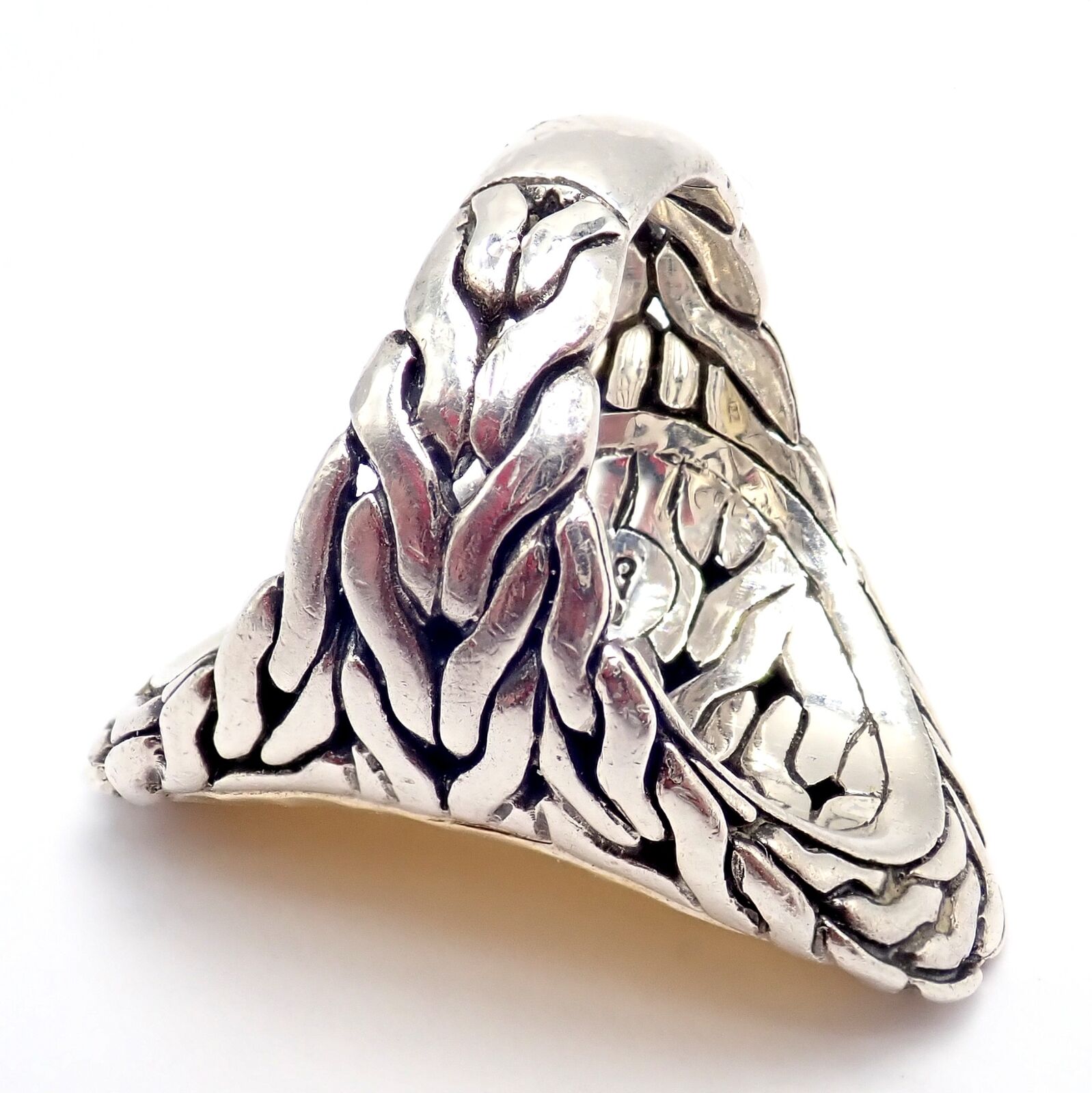 John Hardy JH Silver 22k Yellow Gold Classic Palu Saddle Cocktail Ring sz 7 | Fortrove