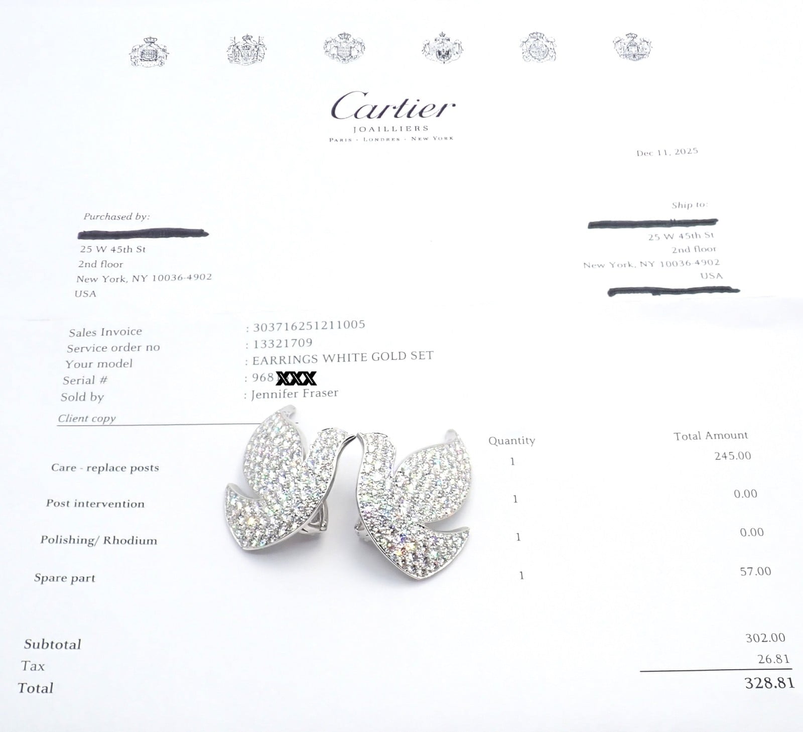 Cartier Jewelry & Watches:Fine Jewelry:Earrings Authentic! Cartier Colombe Dove Of Peace 18k White Gold Diamond Earrings Paper