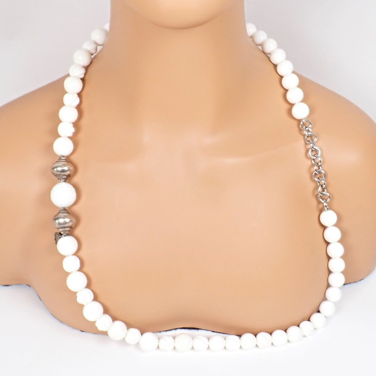 Buccellati Jewelry & Watches:Fine Jewelry:Necklaces & Pendants Rare! Vintage Mario Buccellati Free Time Silver Large White Stone Necklace 31"