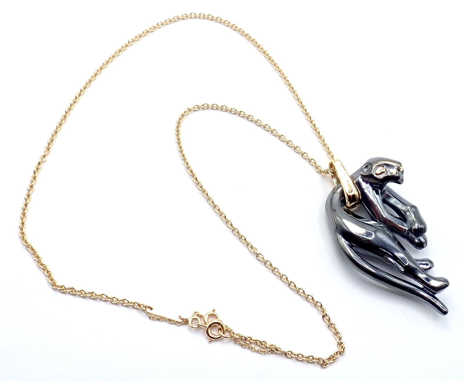 Authentic Panthere de Cartier Panther 18k Yellow Gold & Silverium Necklace Paper | Fortrove