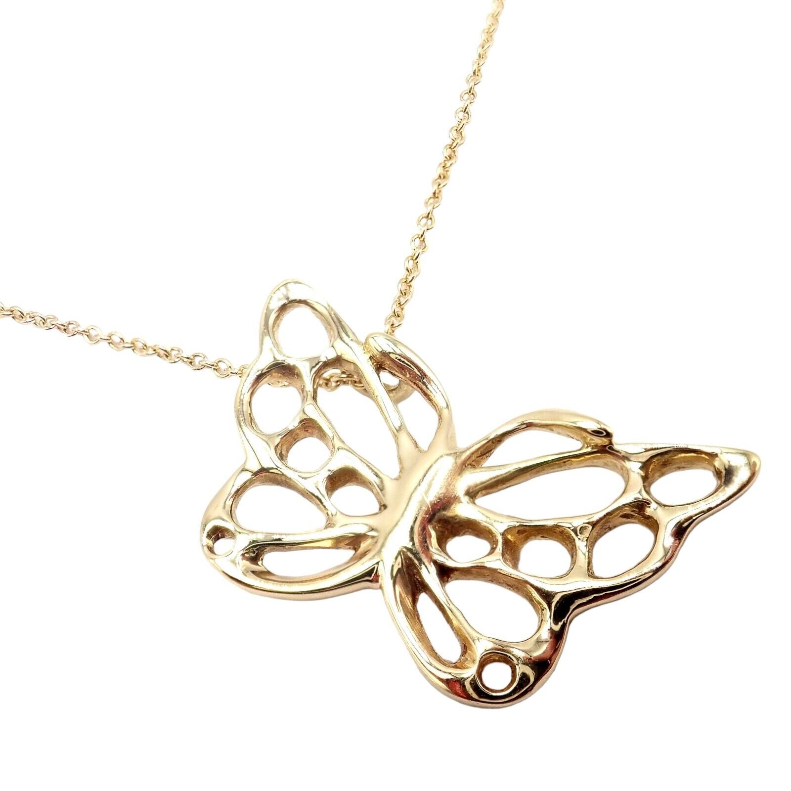 Tiffany & Co. Jewelry & Watches:Fine Jewelry:Necklaces & Pendants Authentic! Tiffany & Co Cummings 18k Yellow Gold Butterfly Pendant Necklace 1988