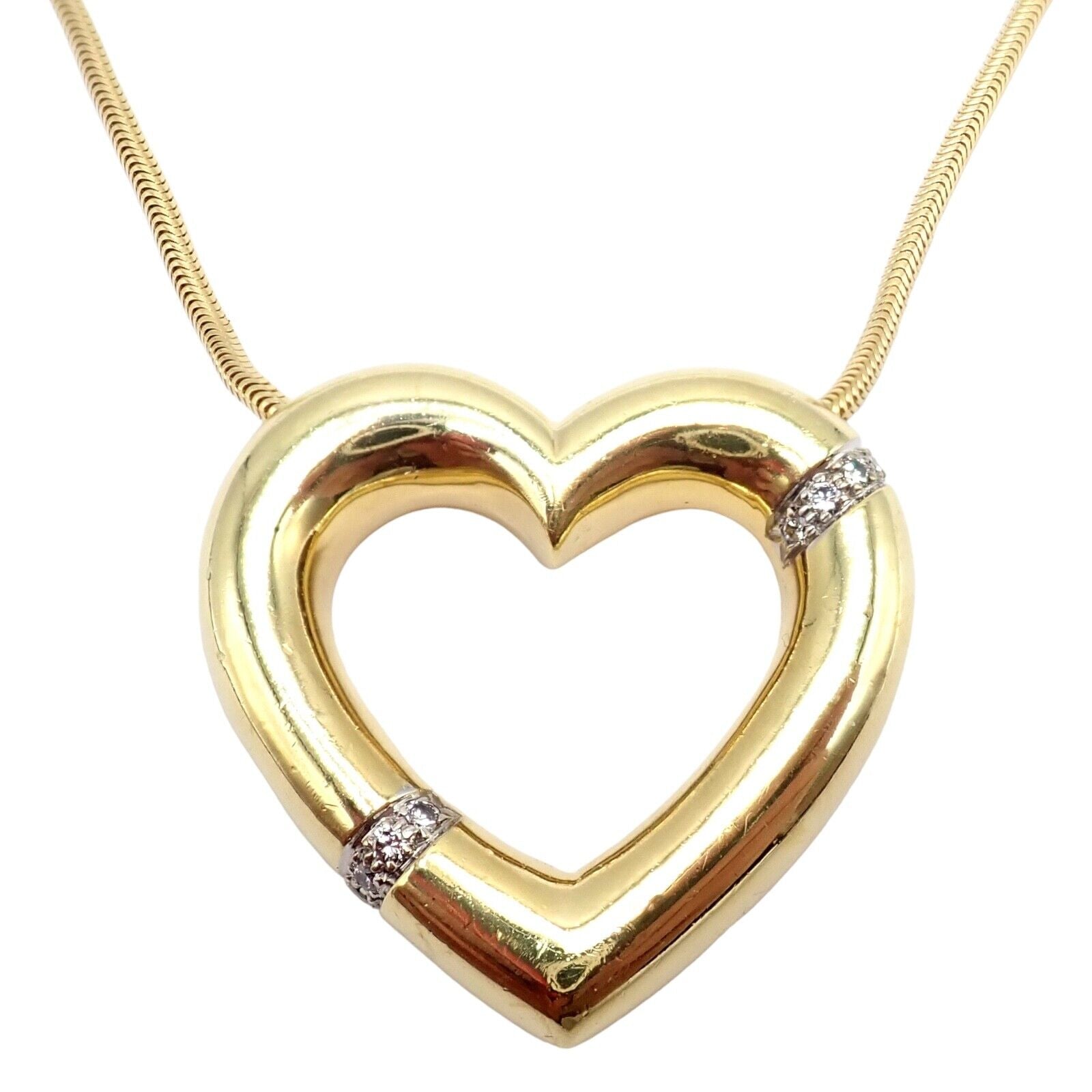 Vintage Tiffany & Co Picasso 18k Yellow Gold Diamond Large Heart Necklace | Fortrove