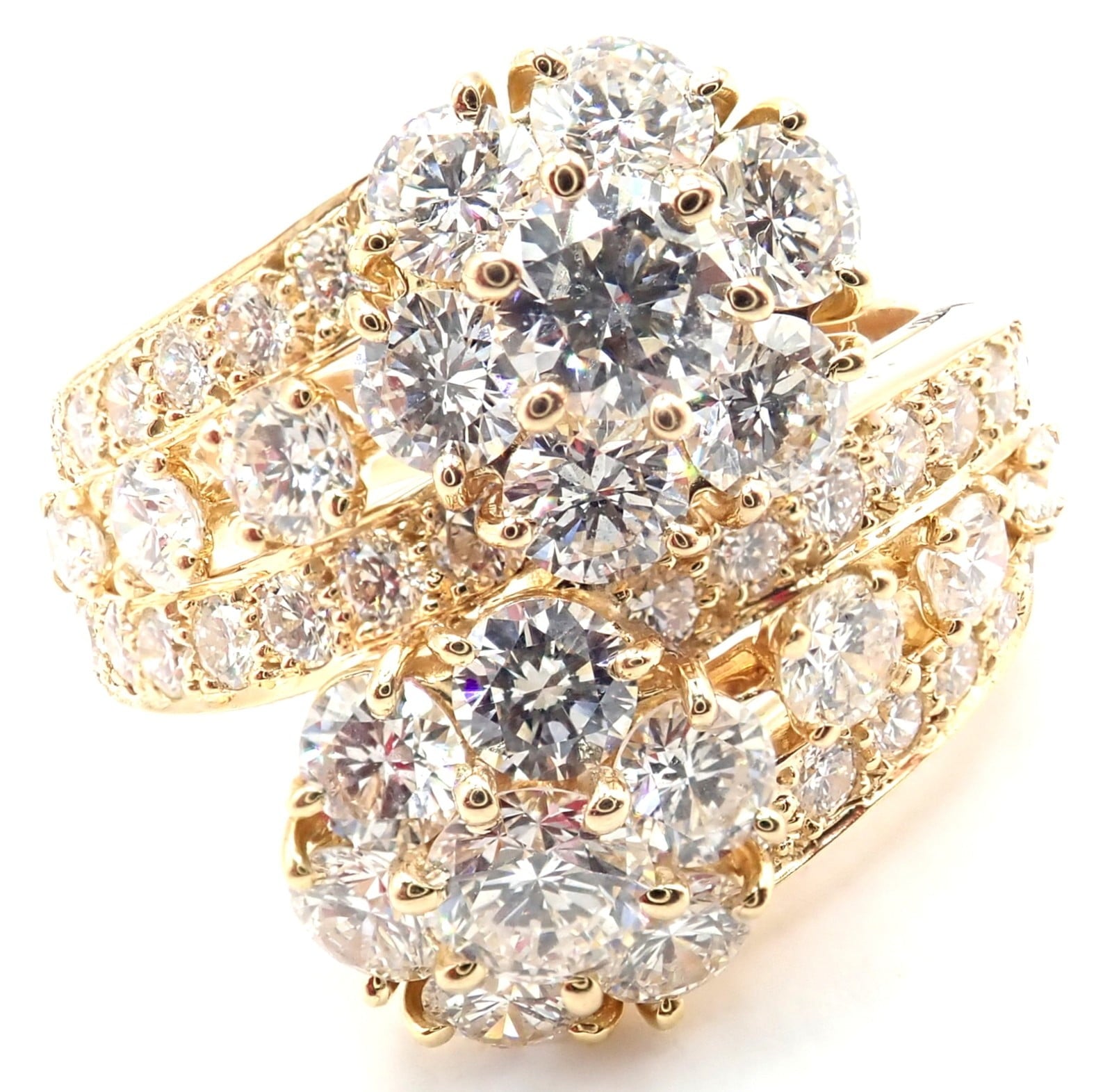 Van Cleef & Arpels Jewelry & Watches:Fine Jewelry:Rings Authentic! Van Cleef & Arpels Snowflake 18k Yellow Gold Diamond Two Flower Ring