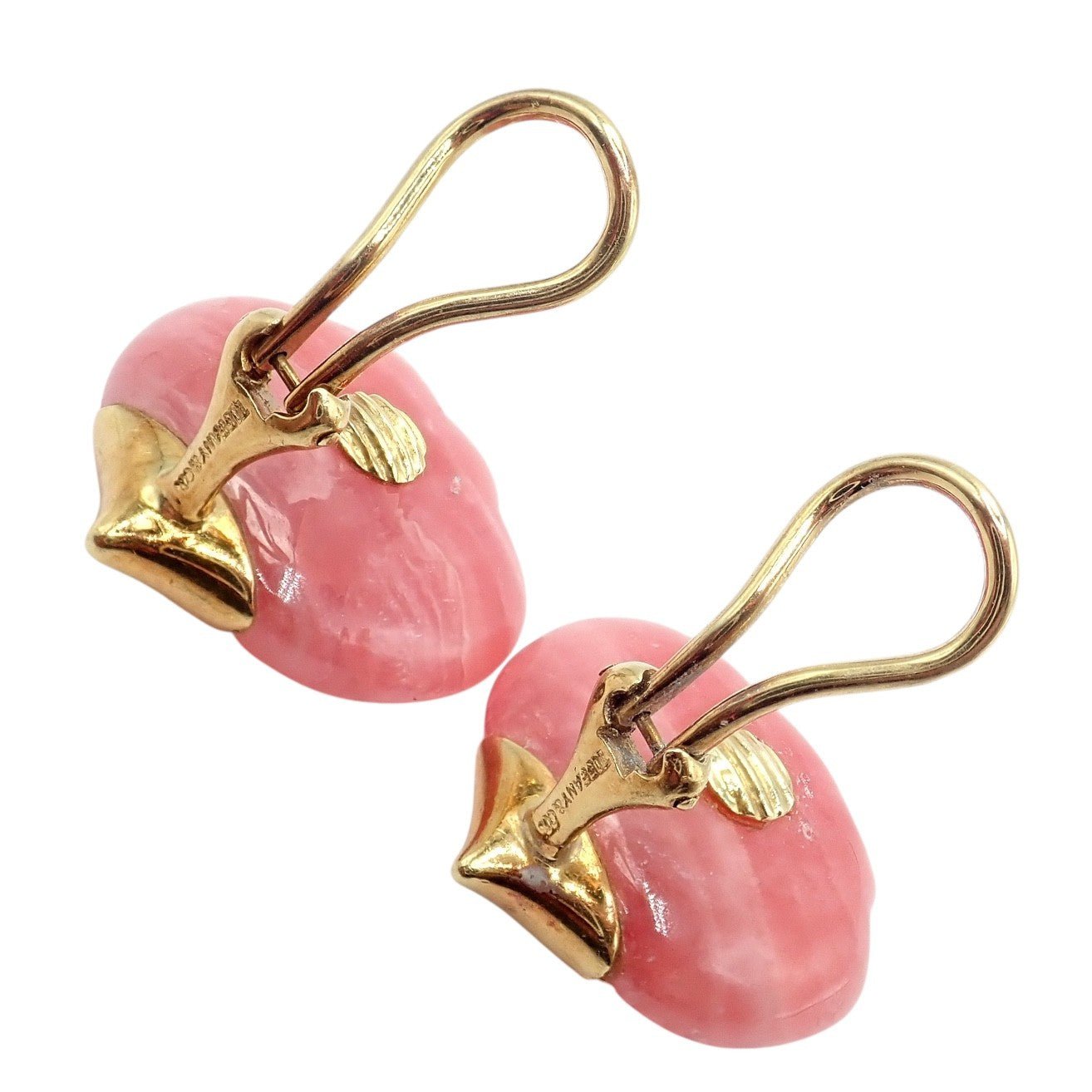 Authentic Tiffany & Co Angela Cummings 18k Yellow Gold Pink Stone Petal Earrings | Fortrove