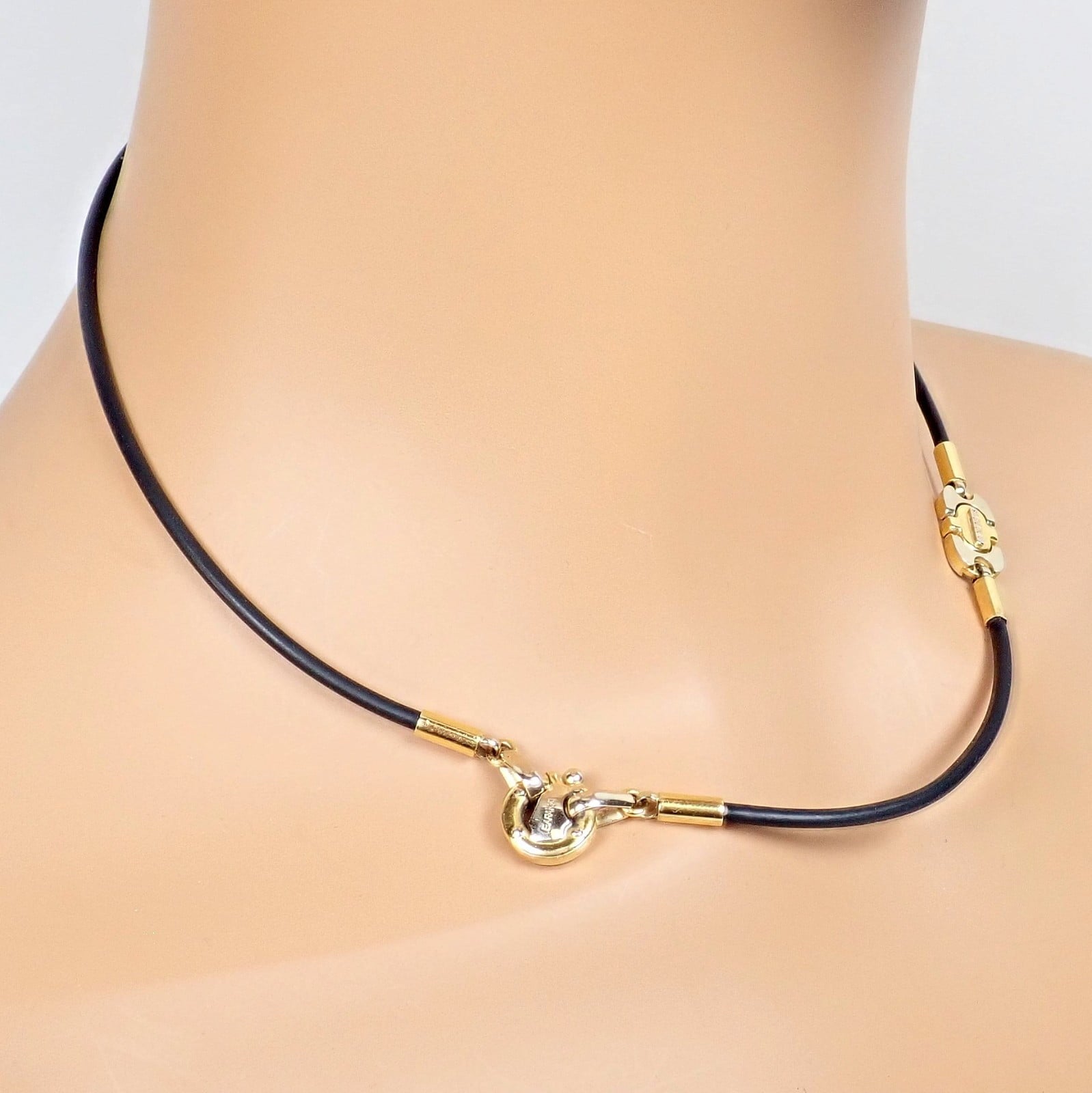 Authentic! Baraka 18k Yellow + White Gold Rubber Wrap Necklace 17" | Fortrove