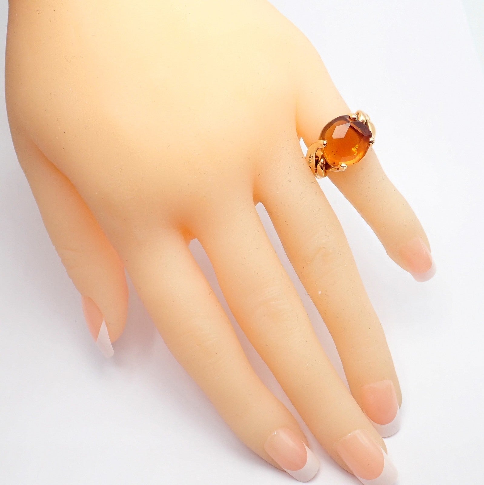 Authentic! Pomellato 18k Yellow Gold Lola Madeira Curb Link Citrine Ring Sz 5 | Fortrove