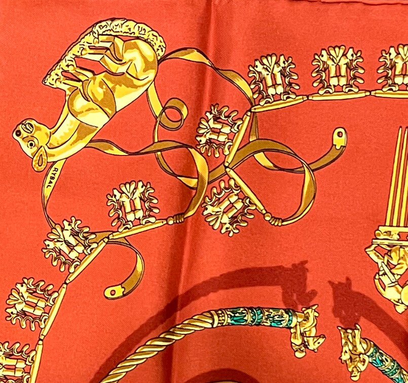 Authentic RARE! Hermes Les Cavaliers D'or Vintage 45cm Silk Scarf | Fortrove
