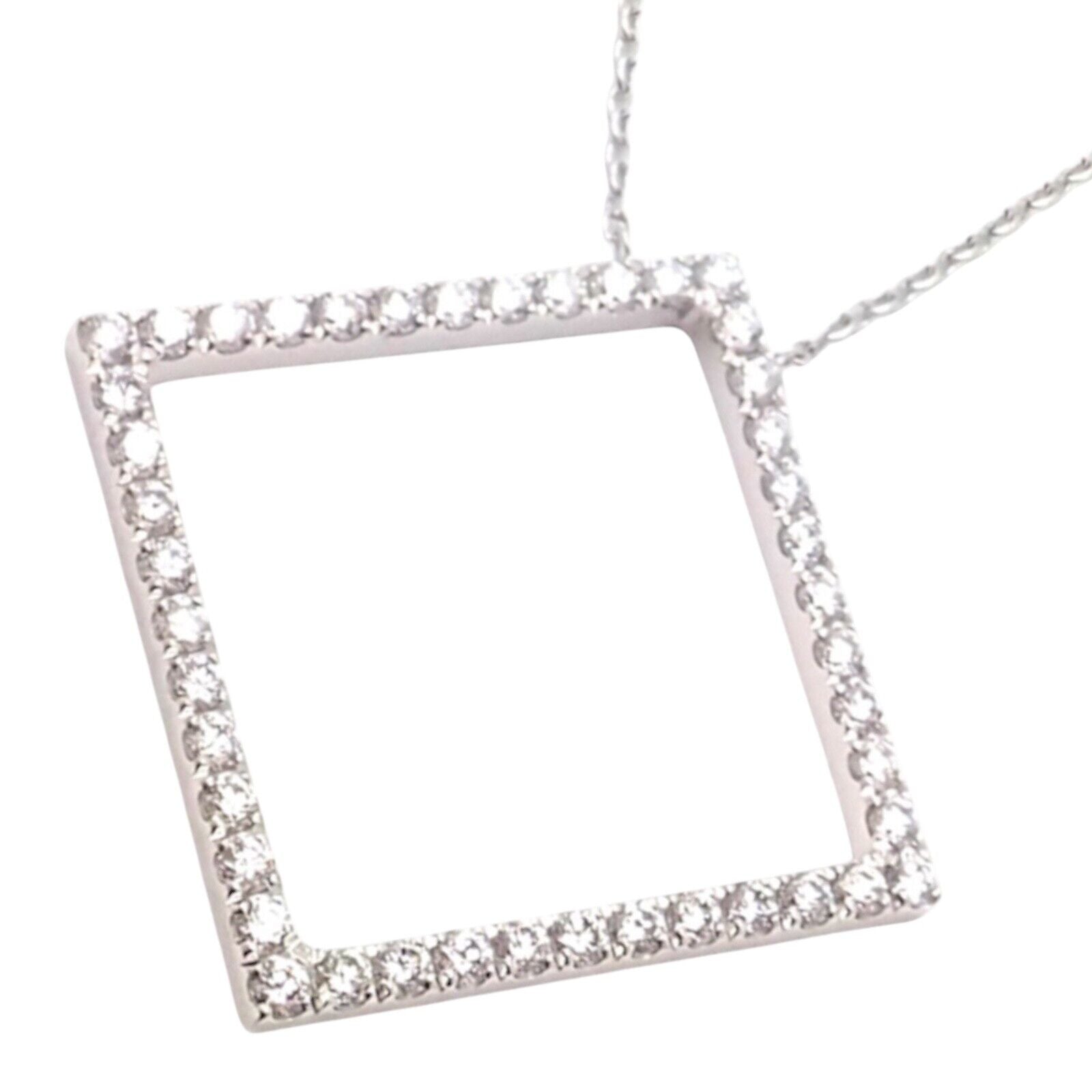 Authentic! Tiffany & Co 18k White Gold Diamond Square Necklace Belgium | Fortrove