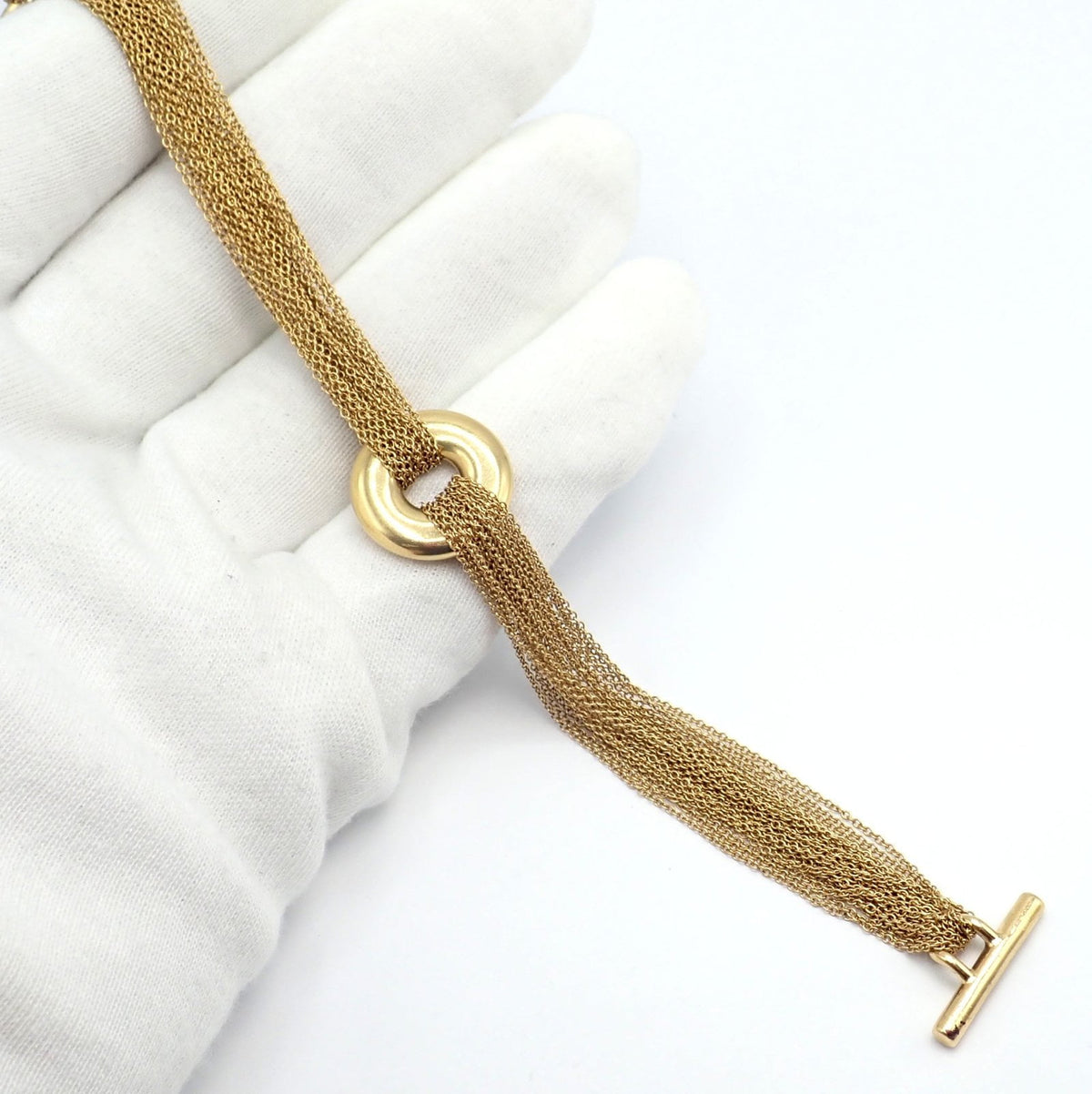 Tiffany & Co. Jewelry & Watches:Fine Jewelry:Bracelets & Charms Authentic! Tiffany & Co 18k Yellow Gold Mesh Multi Strand Chain Toggle Bracelet