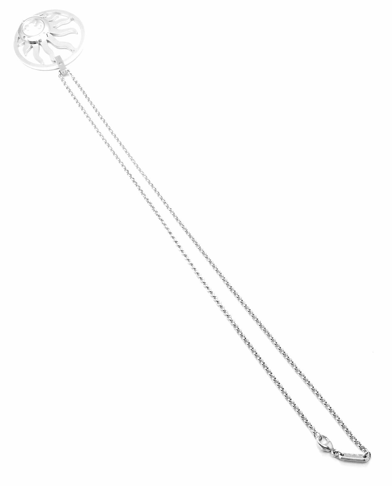 Authentic! Chopard Happy Diamond Sun 18K White Gold Pendant Necklace | Fortrove