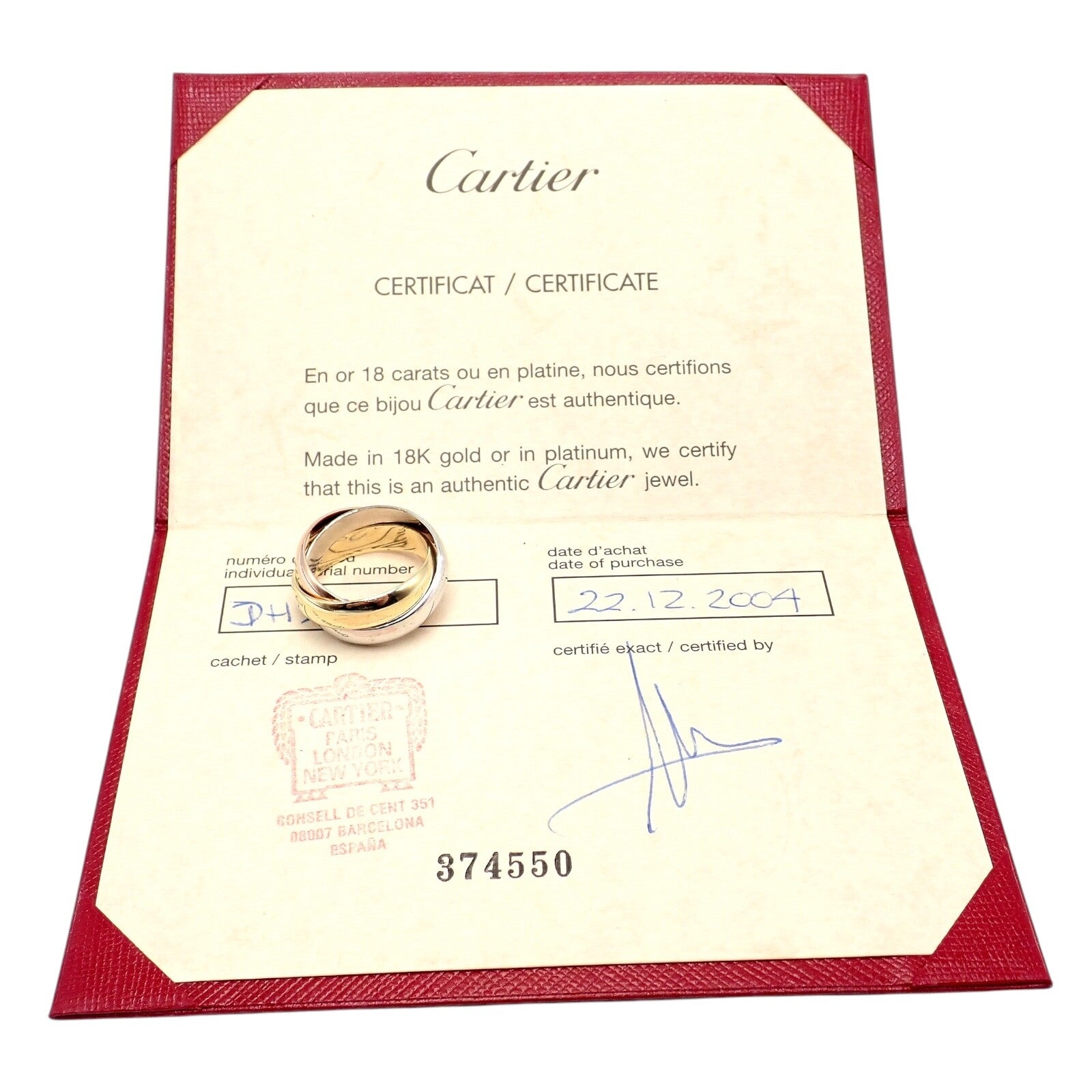 Authentic! Cartier Trinity 18k TriColor Gold Wide Band Ring + Papers sz 55 7.25 | Fortrove
