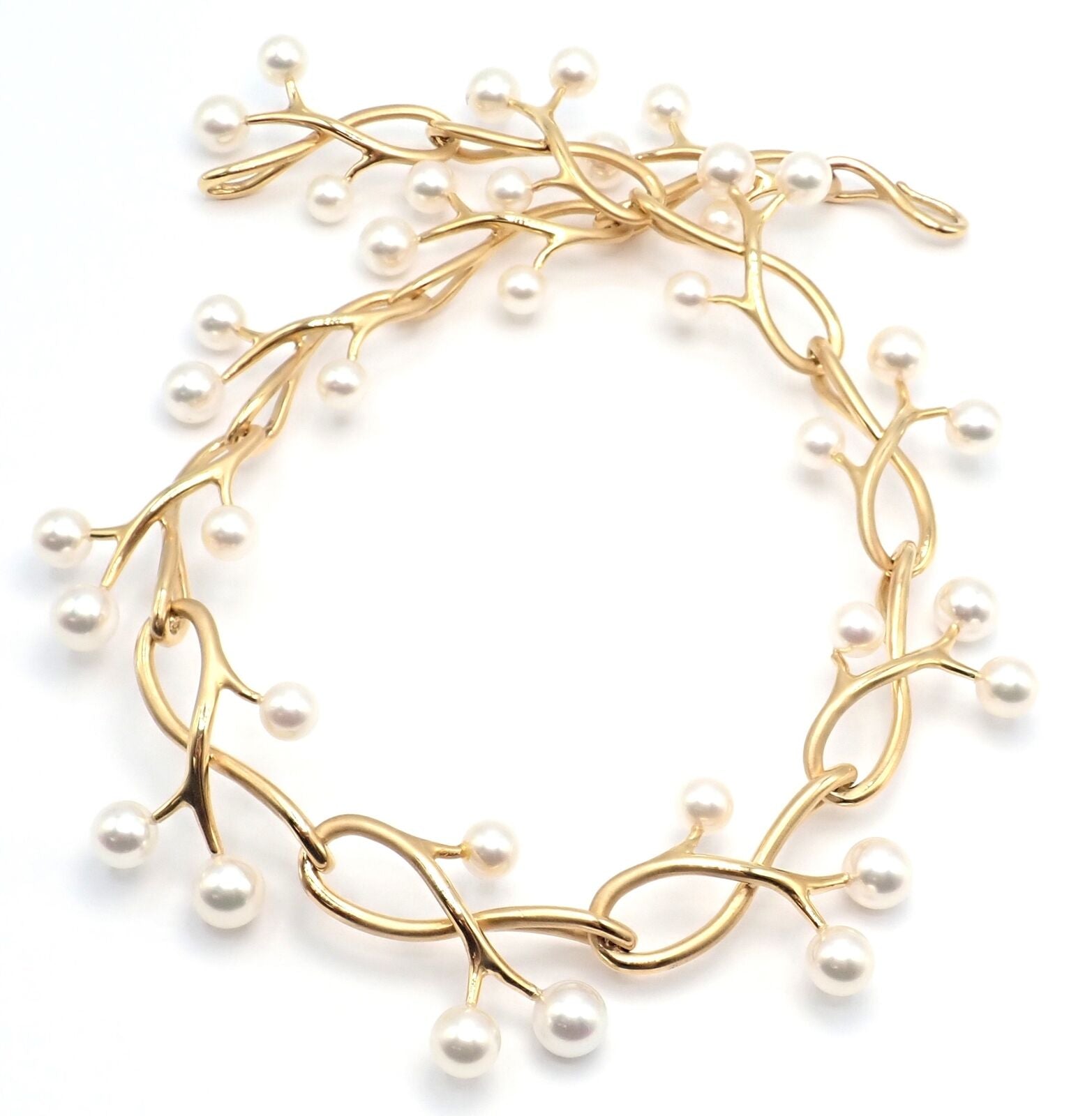 Authentic! Angela Cummings & Assael Thorn Sprig 18k Yellow Gold Pearl Necklace | Fortrove