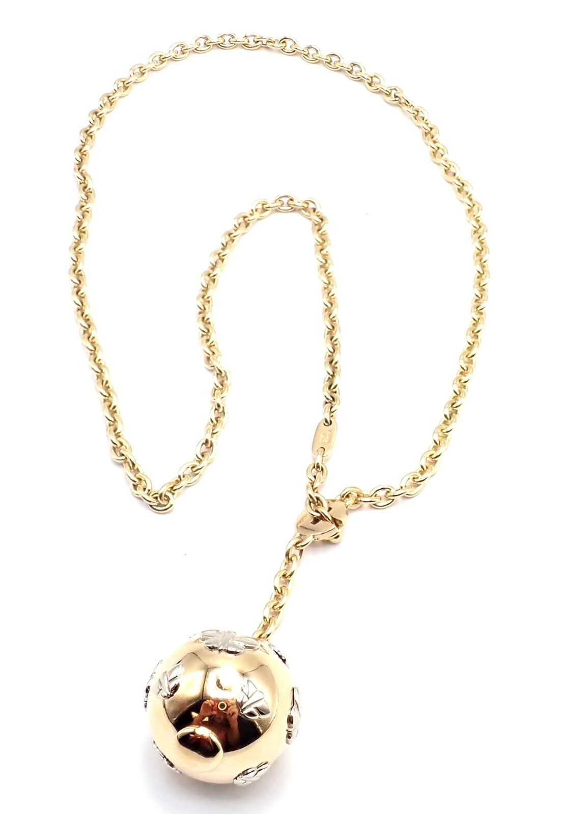 Authentic! Bulgari Bvlgari 18k Yellow Gold Butterfly Globe Pendant Link Chain | Fortrove