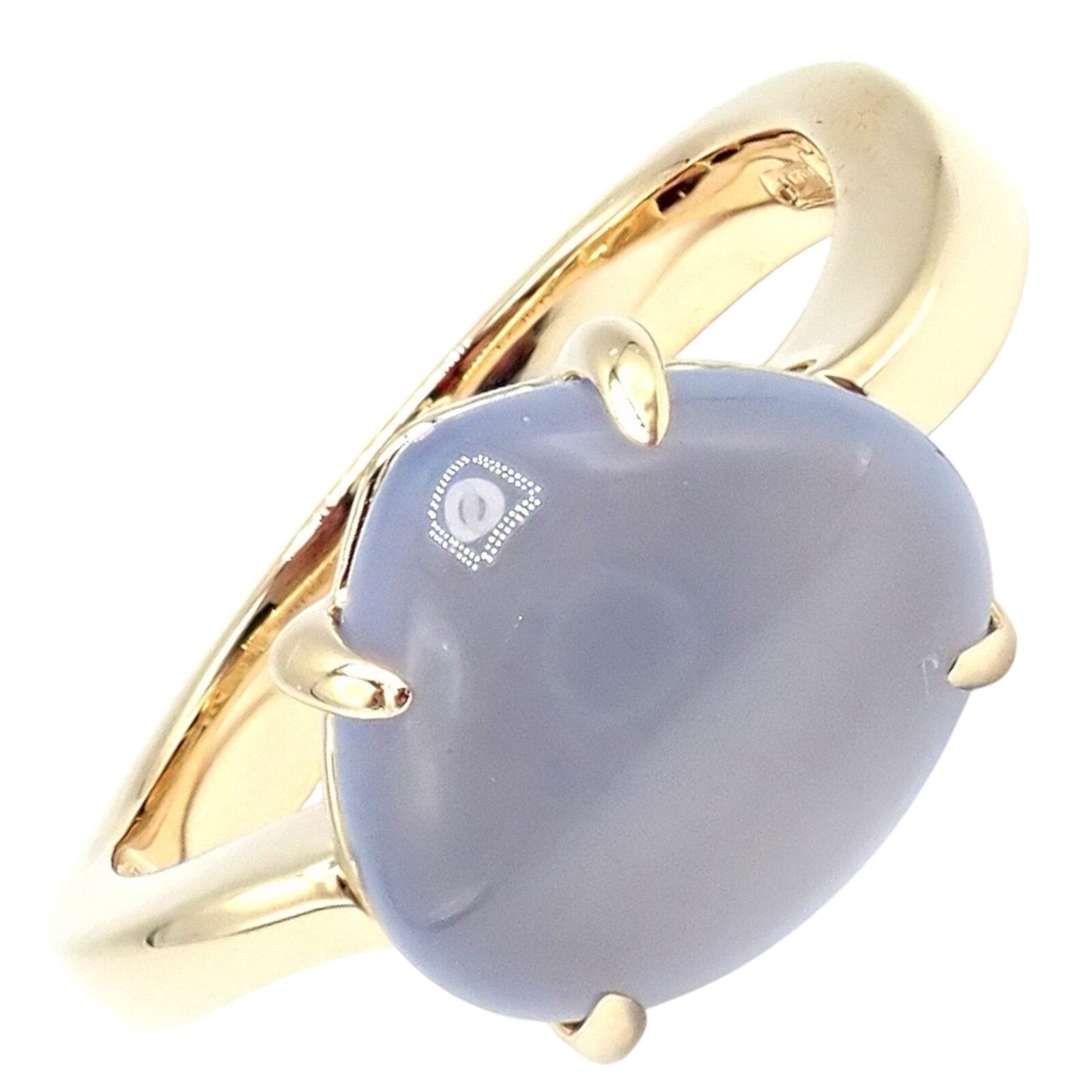Authentic! Bulgari 18k Yellow Gold Mediterranean Eden Chalcedony Ring Size 5.75 | Fortrove