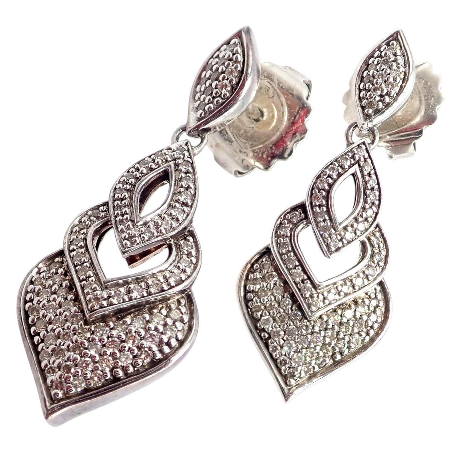 John Hardy Jewelry & Watches:Fine Jewelry:Earrings Authentic! John Hardy JH Silver Naga Diamond Heart Earrings