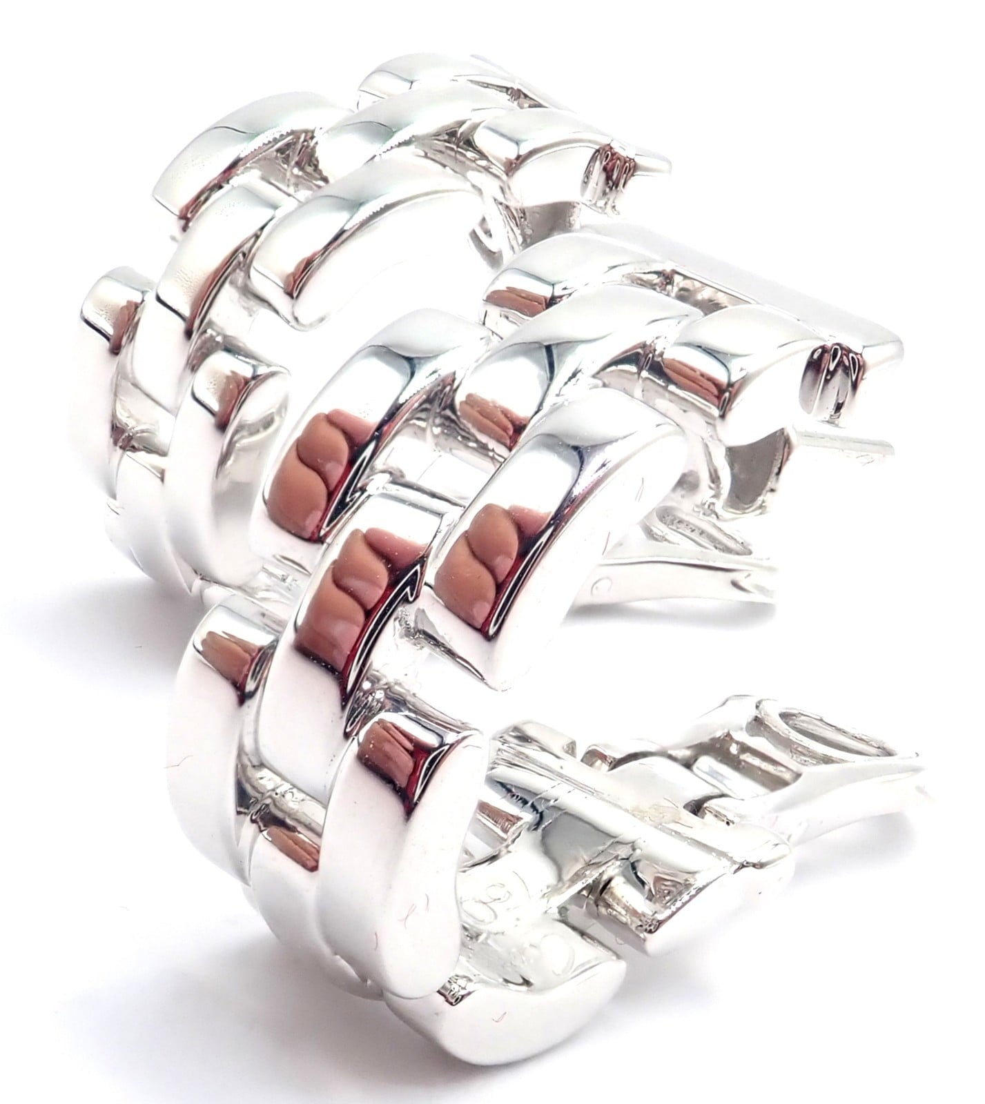 Cartier Jewelry & Watches:Fine Jewelry:Earrings Authentic! Cartier Maillon Panthere 18K White Gold Three Row Link Hoop Earrings