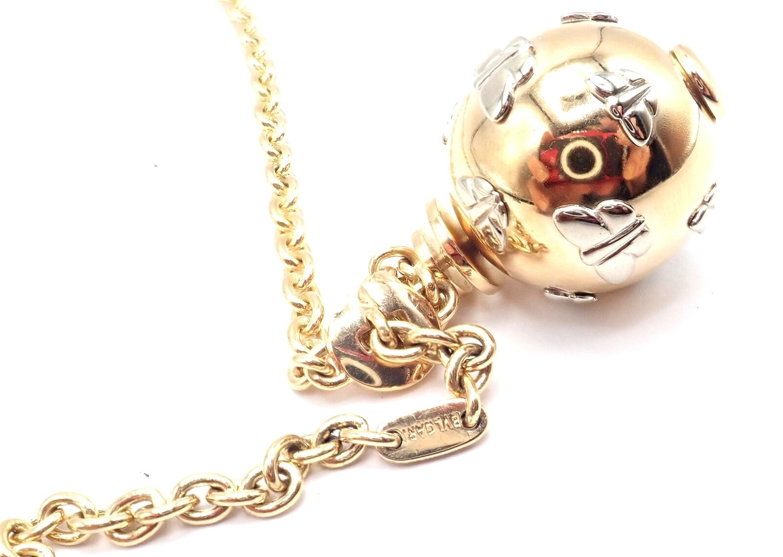Authentic! Bulgari Bvlgari 18k Yellow Gold Butterfly Globe Pendant Link Chain | Fortrove