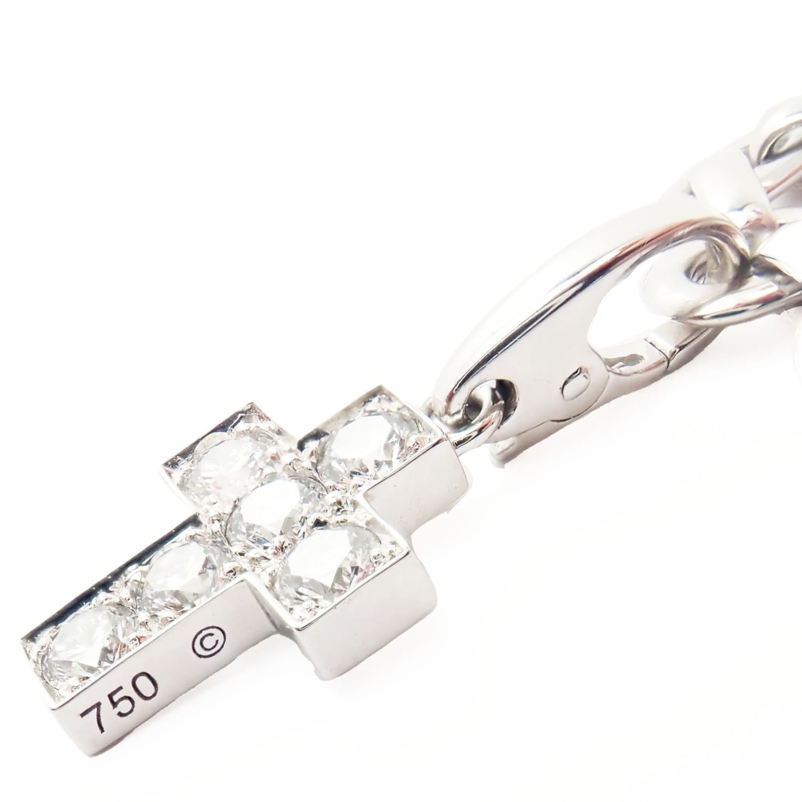 Cartier Jewelry & Watches:Fine Jewelry:Bracelets & Charms Authentic! Cartier 18k White Gold 3 Charm Bracelet with Diamond Cross Double C's