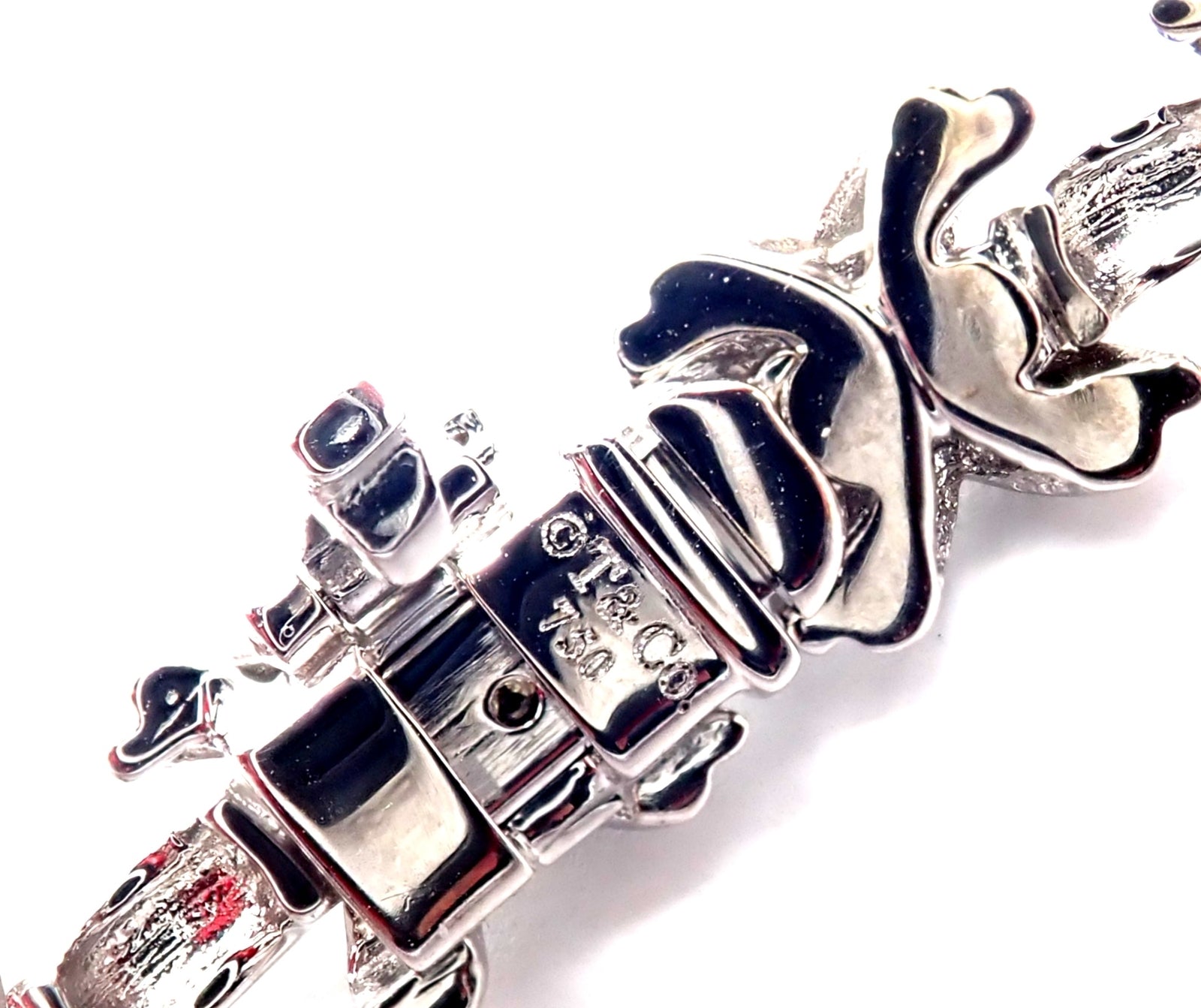 Authentic! Tiffany & Co 18k White Gold Diamond Cluster Signature X Link Necklace | Fortrove