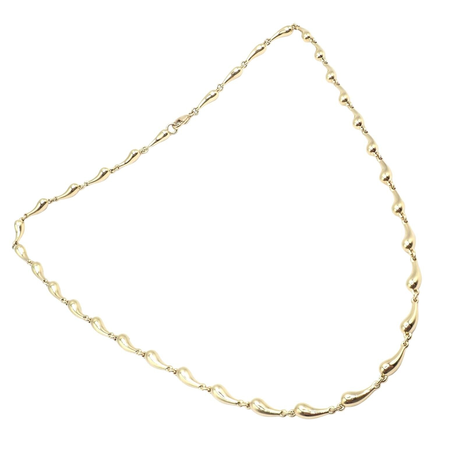 Authentic! Tiffany & Co Peretti 18k Yellow Gold Vintage Teardrop Necklace 15.75" | Fortrove