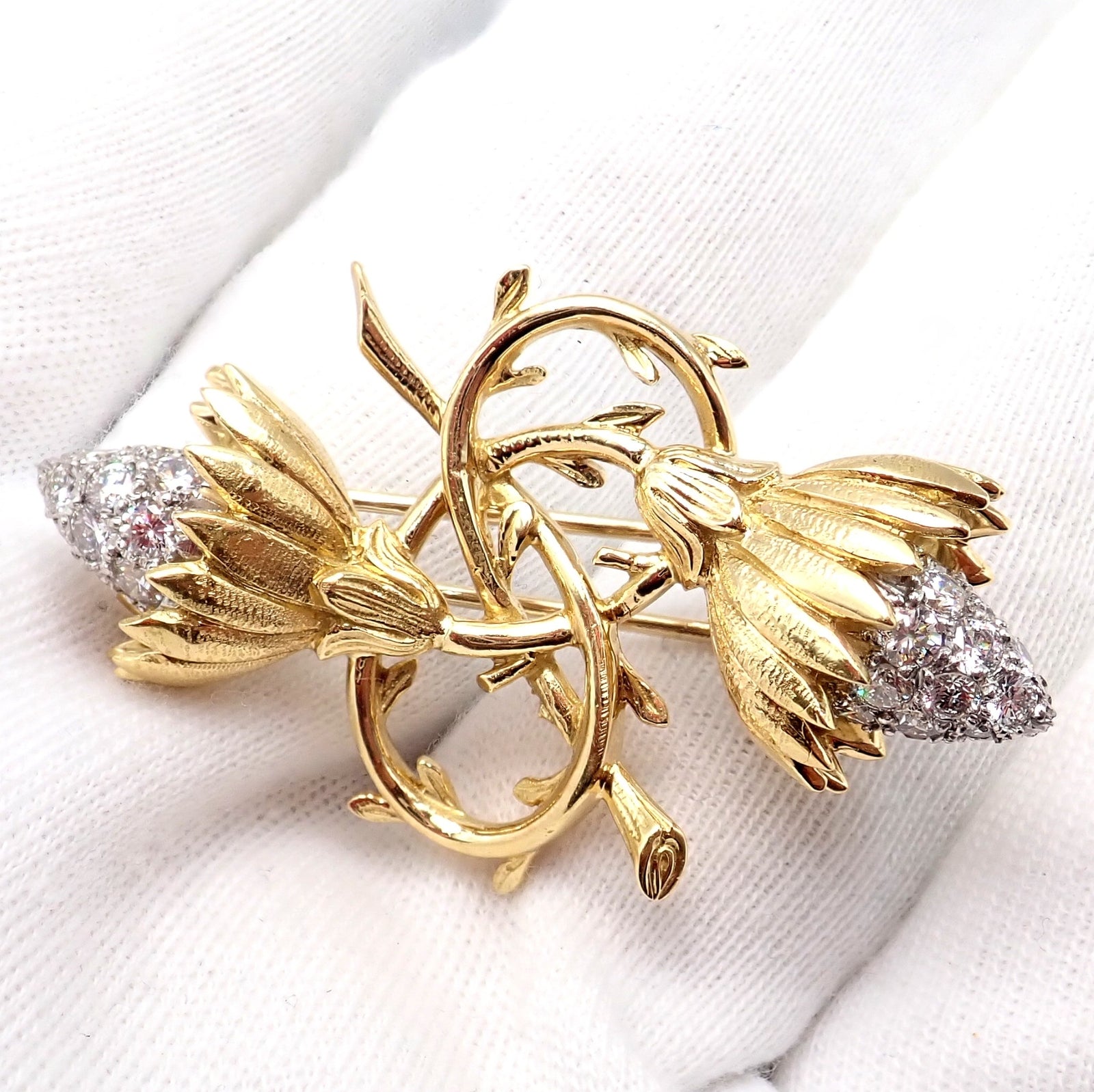 Jean Schlumberger for Tiffany & Co Jewelry & Watches:Fine Jewelry:Brooches & Pins Authentic! Tiffany & Co Schlumberger 18k Yellow Gold Platinum Diamond Pin Brooch