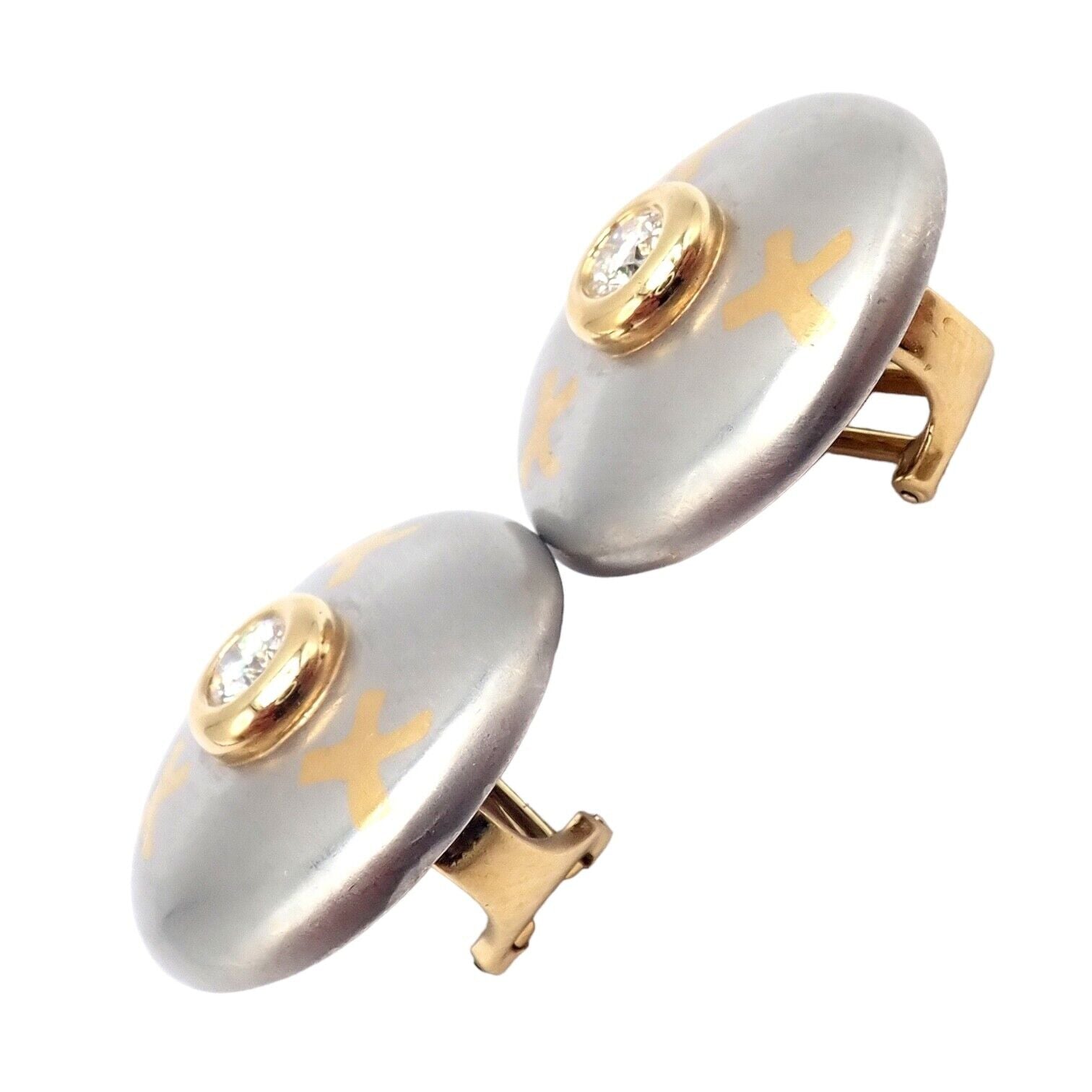 Authentic! Tiffany & Co Platinum + 18k Yellow Gold Picasso Diamond X Earrings | Fortrove