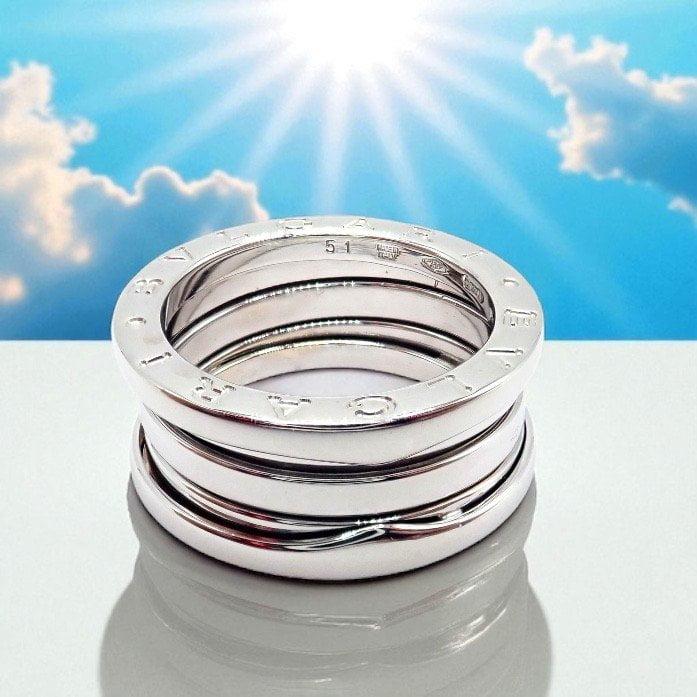 Bulgari Jewelry & Watches:Fine Jewelry:Rings Authentic! Bulgari Bvlgari 18k White Gold B.Zero1 Ring sz 51 / 5.75