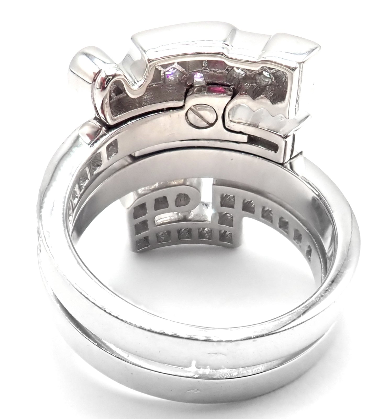 Cartier Jewelry & Watches:Fine Jewelry:Rings Authentic! Cartier Le Baiser Du Dragon 18k White Gold Diamond Ruby Ring Size 53