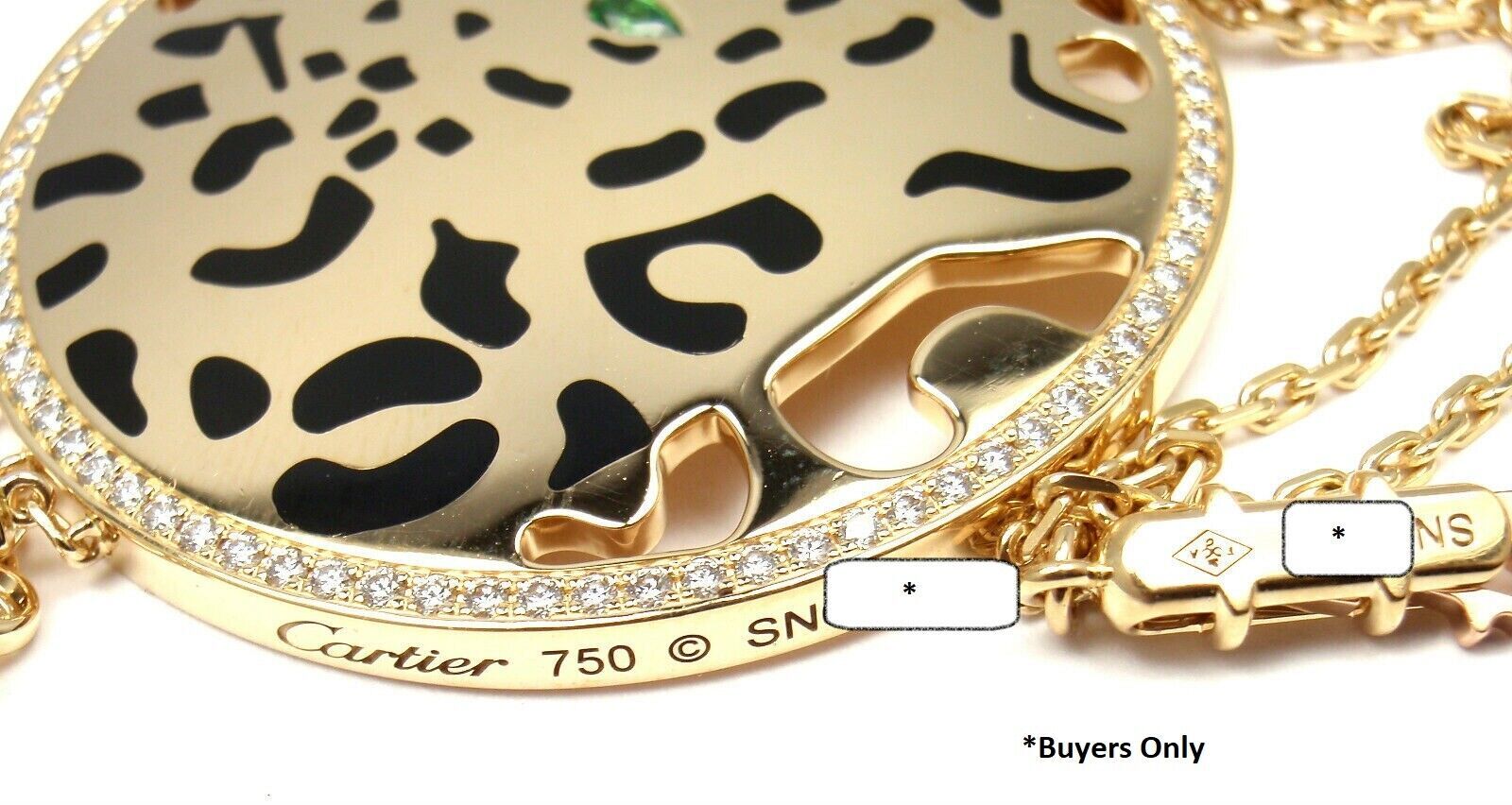 Cartier Jewelry & Watches:Fine Jewelry:Necklaces & Pendants Authentic! Cartier Panther 18k Yellow Gold Diamond Tsavorite Lacquer Necklace